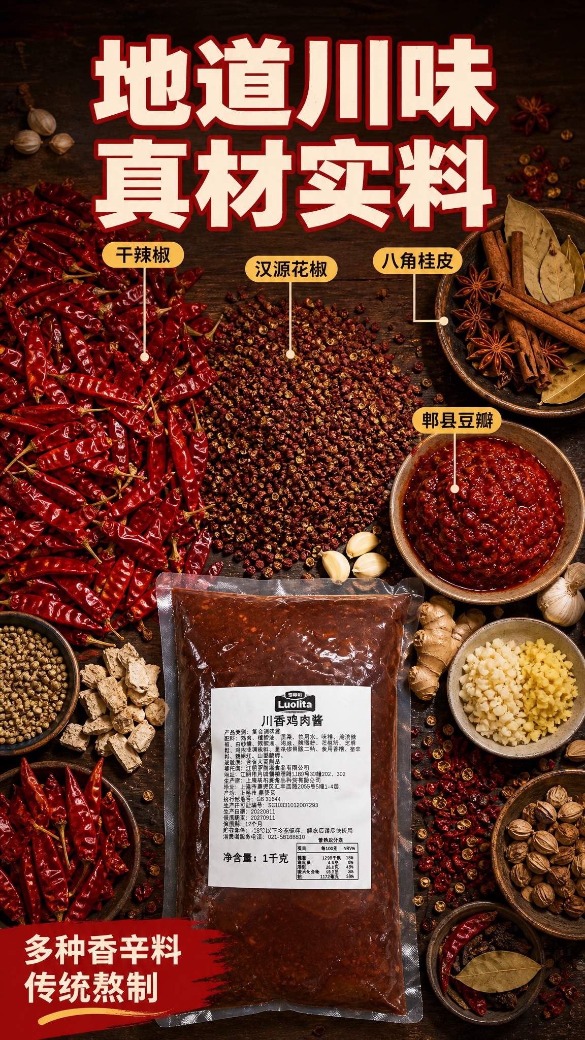 [商品] 使用【图1】罗丽塔川香鸡肉酱1kg袋装；保留透明塑料… - 图片创意预览