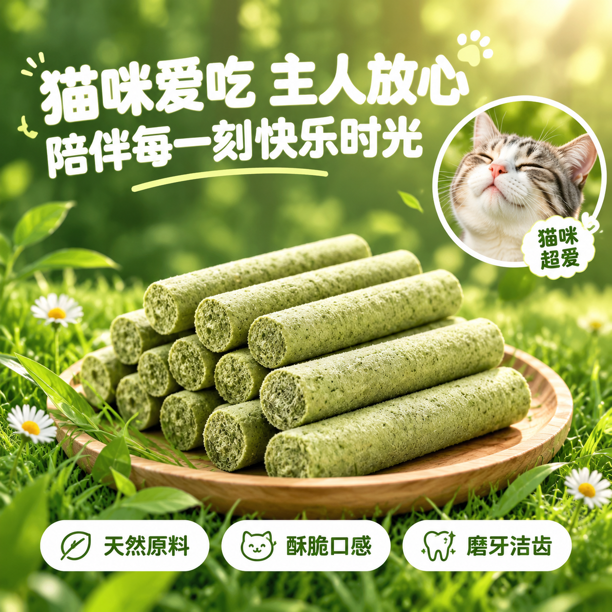 [主图-5] 猫草棒结果与信任收口图，核心任务是展示产品带来的… - 图片创意预览