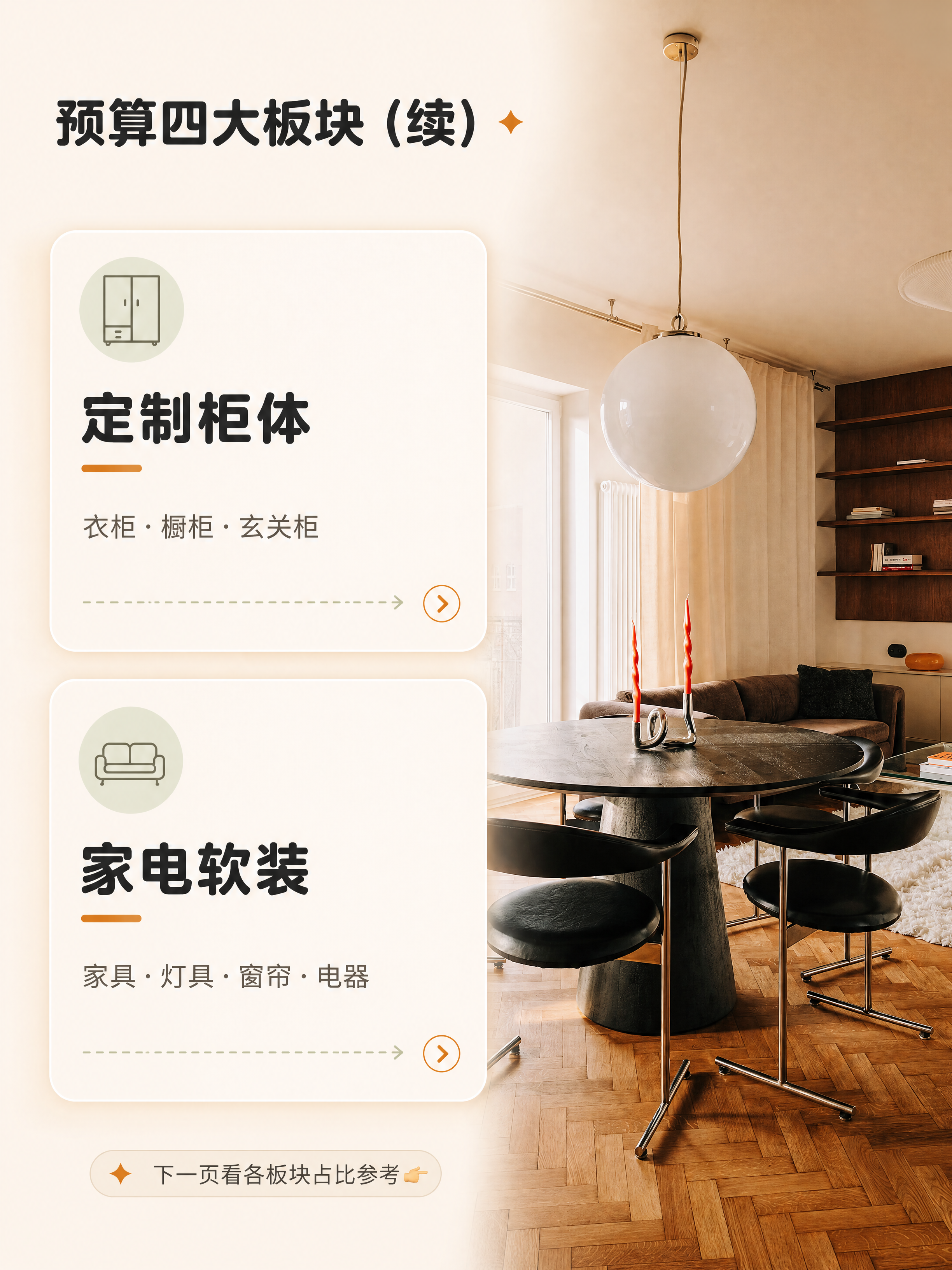 [商品] 使用【图4】客餐厅场景图；保留黑色圆形餐桌、黑色皮质… - 图片创意预览