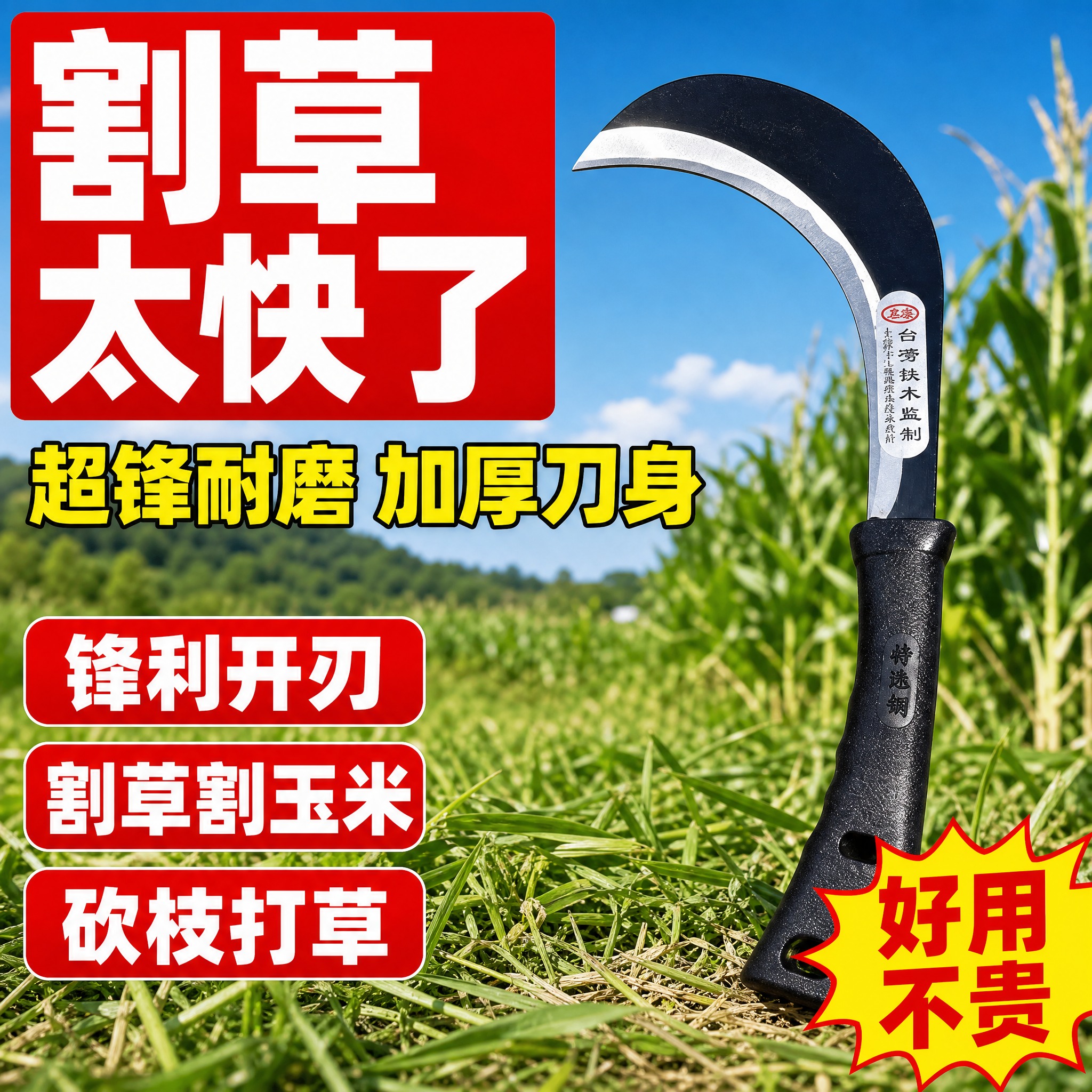 [主图-1] 主题：葵花刀镰刀首图，突出割草快、锋利耐用的核心… - 图片创意预览