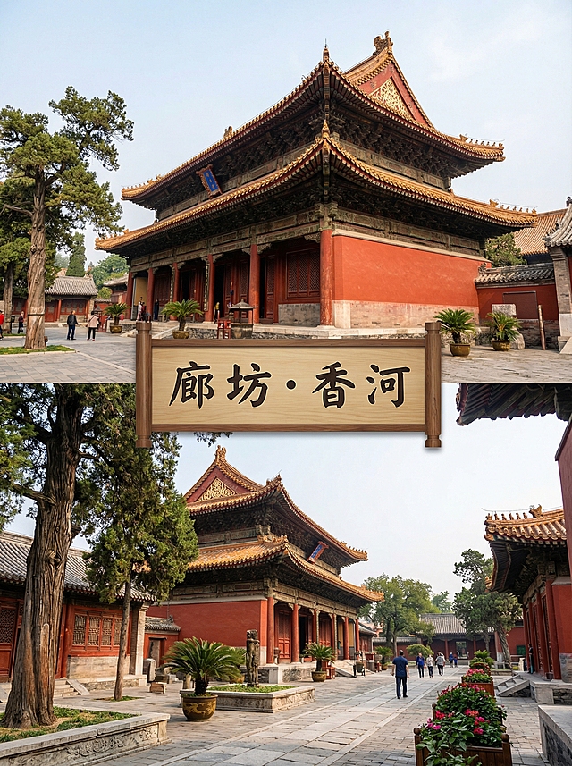 你的任务
帮我制作几份由地区的2到9张拼图出来的风景宣传照片，并在图片中心用正楷标上地点
#地点分别为
📍 沧州·黄骅｜渤海湾边的宝藏小城，吃海鲜看海超治愈！
📍 衡水·冀州｜千年古城藏着“北方西湖”，清幽又出片！
📍 承德·兴隆｜藏在燕山深处的“天然氧吧”，避暑又好玩！
📍 廊坊·香河｜“京畿明珠”藏着皇家寺庙，逛吃超满足！
#备注
要求图片写实，使用香蕉2.0，图片比例3:4，且不要出现任何人的正面照。
#备注
在标记地点时，只需要有地点就行，比如：
江苏·同里——江南古镇慢节奏
就只需要在拼图中间有：江苏·同里就行