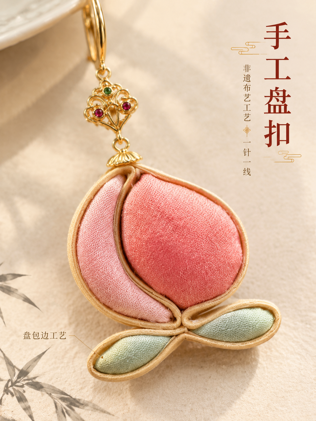 [主图-2] 主题：布艺盘扣工艺细节展示，突出耳坠的非遗手工质… - 图片创意预览