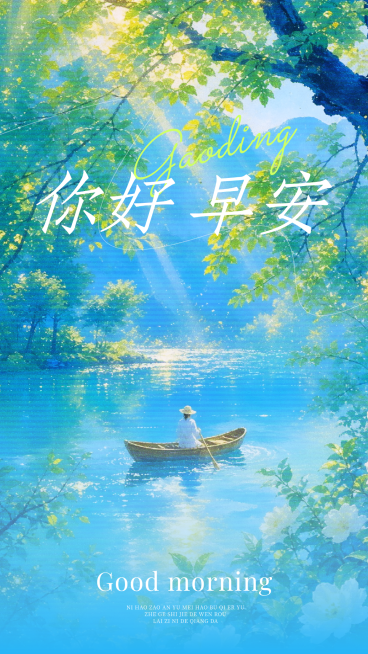 清新感油画风早安日签通用竖版海报预览效果