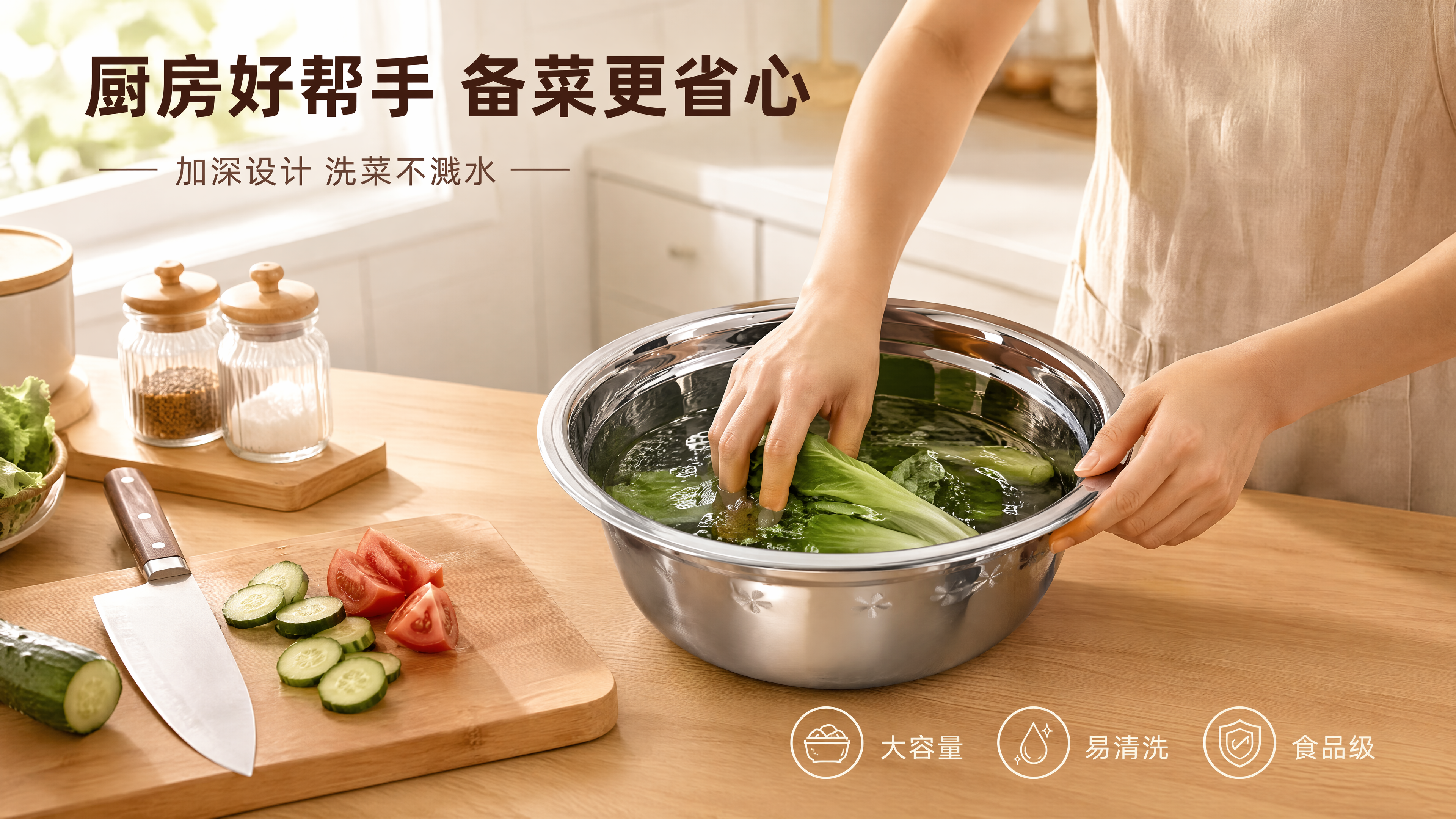 [第5张] 真人使用页-厨房备菜场景手部操作。本张使用【图1】… - 图片创意预览