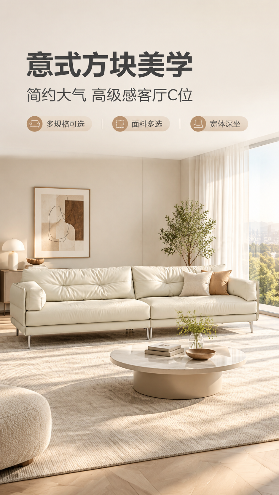 [商品] 使用【图1】LKS8866环抱沙发；保留米白色真皮/… - 图片创意预览
