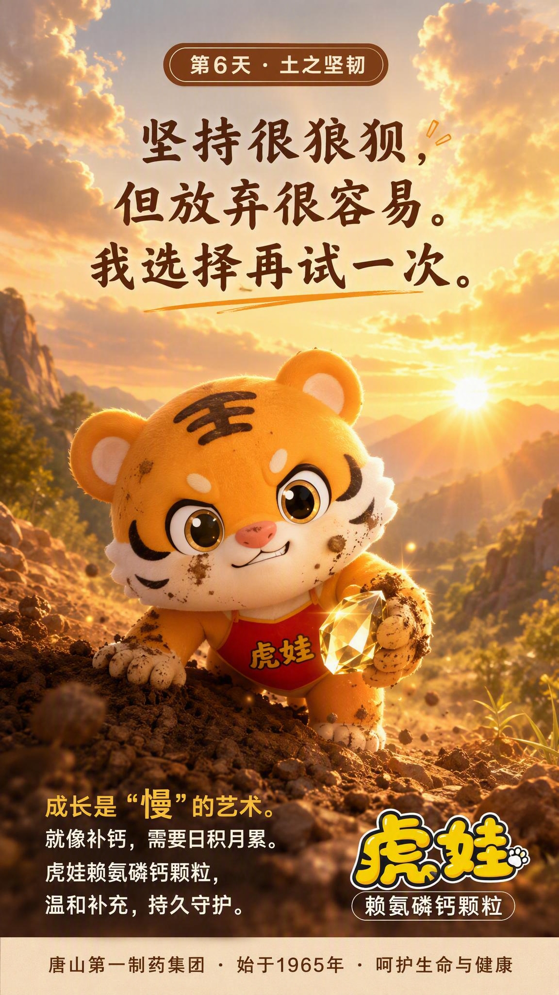 朋友圈每日一签海报，9:16竖版。以参考图中的虎娃IP形象（橙… - 图片创意预览