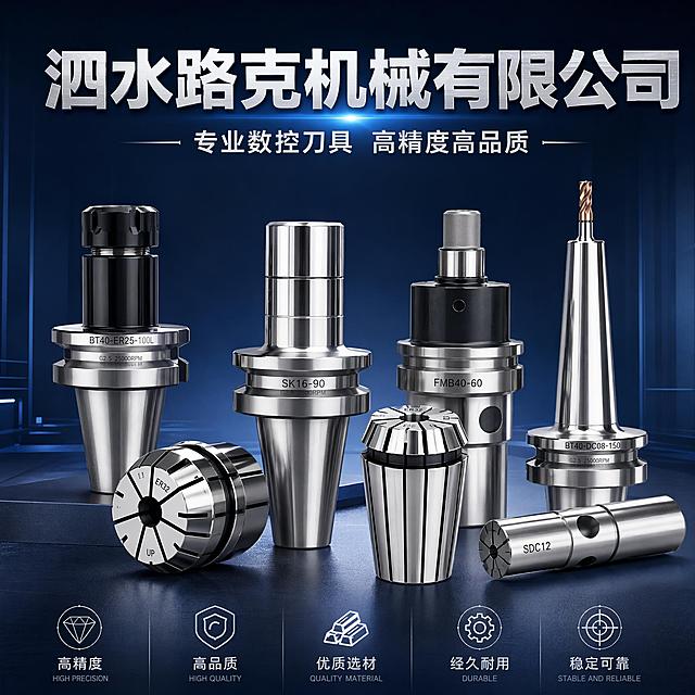 展示多种精密数控刀具，突出高精度、高品质与稳定可靠特性，适用于机械加工行业宣传