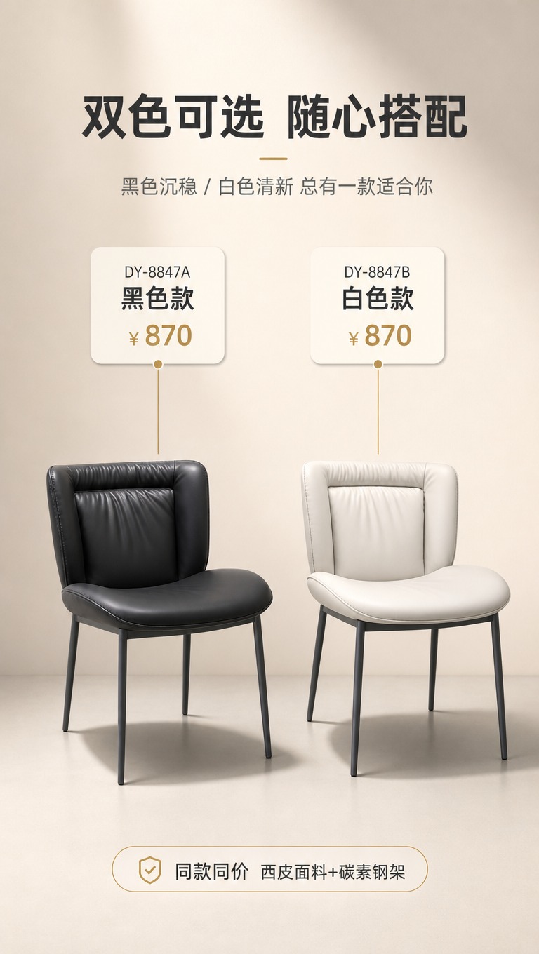 [商品] 使用【图1】DY-8847A黑色餐椅与DY-8847… - 图片创意预览