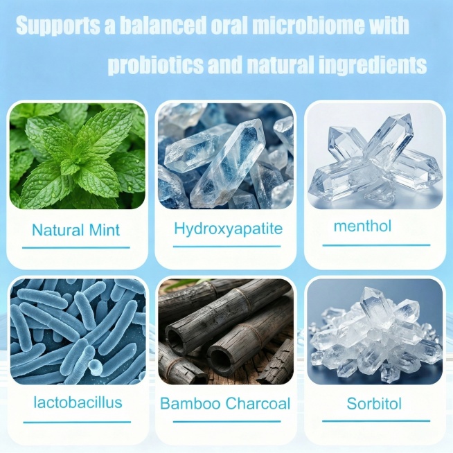 Regenerate all ingredient icons on this infographic, keep original 2x3 grid layout, light blue backg预览效果
