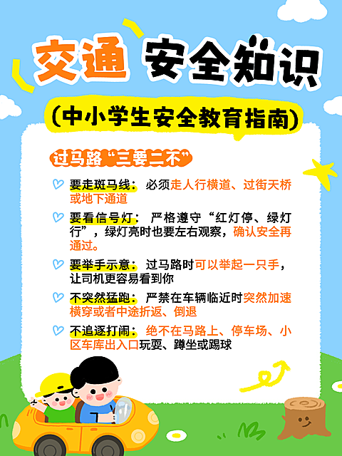 中小学生安全交通安全教育知识宣传海报
