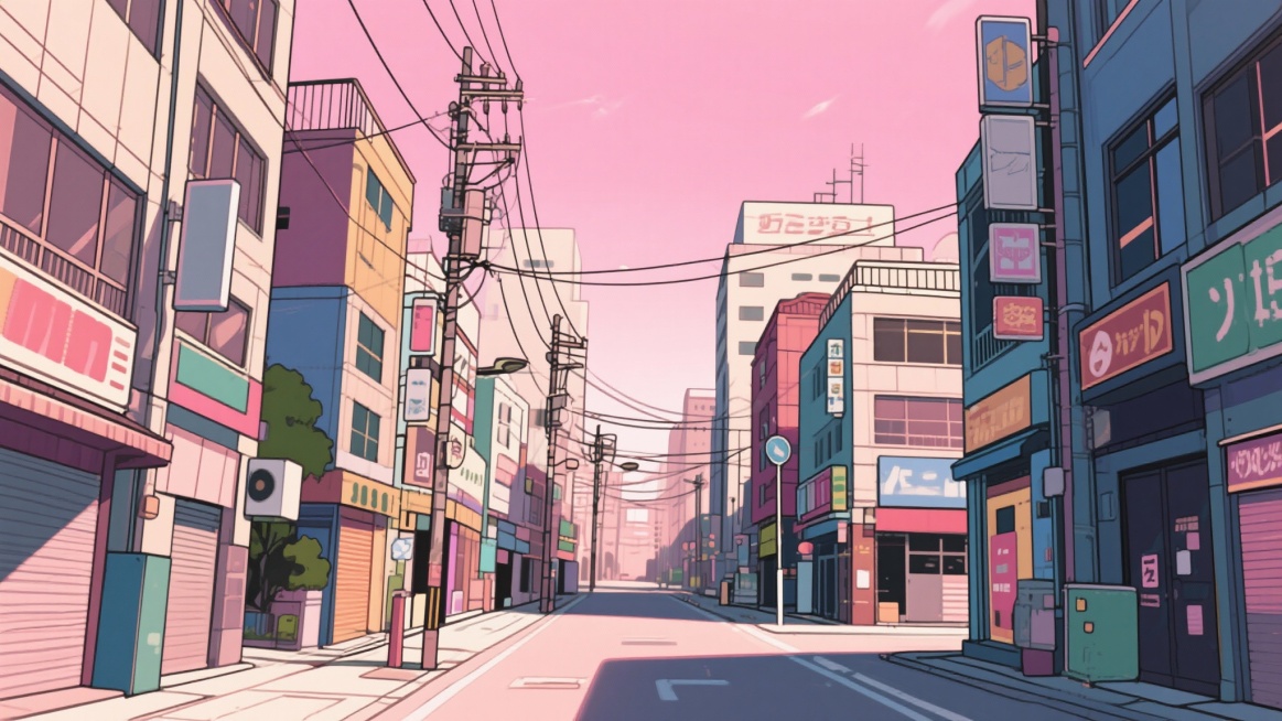 二次元，浪漫，约会，城市，街道，景点，天空，不要人物，生成10张，细节丰富，元素多彩，浅粉色，不要人物预览效果