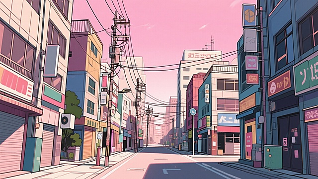 二次元，浪漫，约会，城市，街道，景点，天空，不要人物，生成10张，细节丰富，元素多彩，浅粉色，不要人物