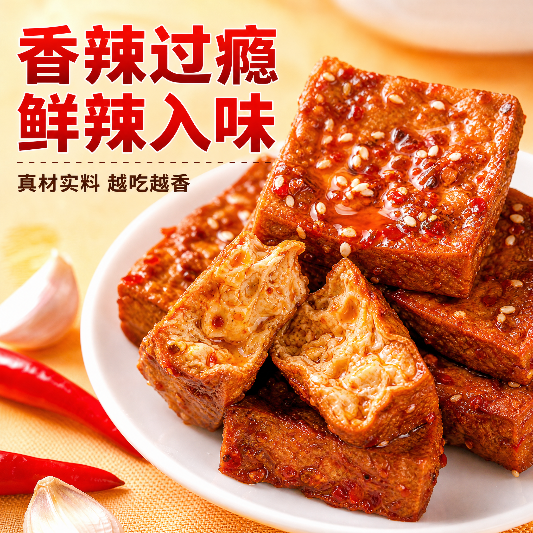 [主图-3] 口倍滋卤汁豆腐 香辣味实物特写 食欲感。 [统一… - 图片创意预览
