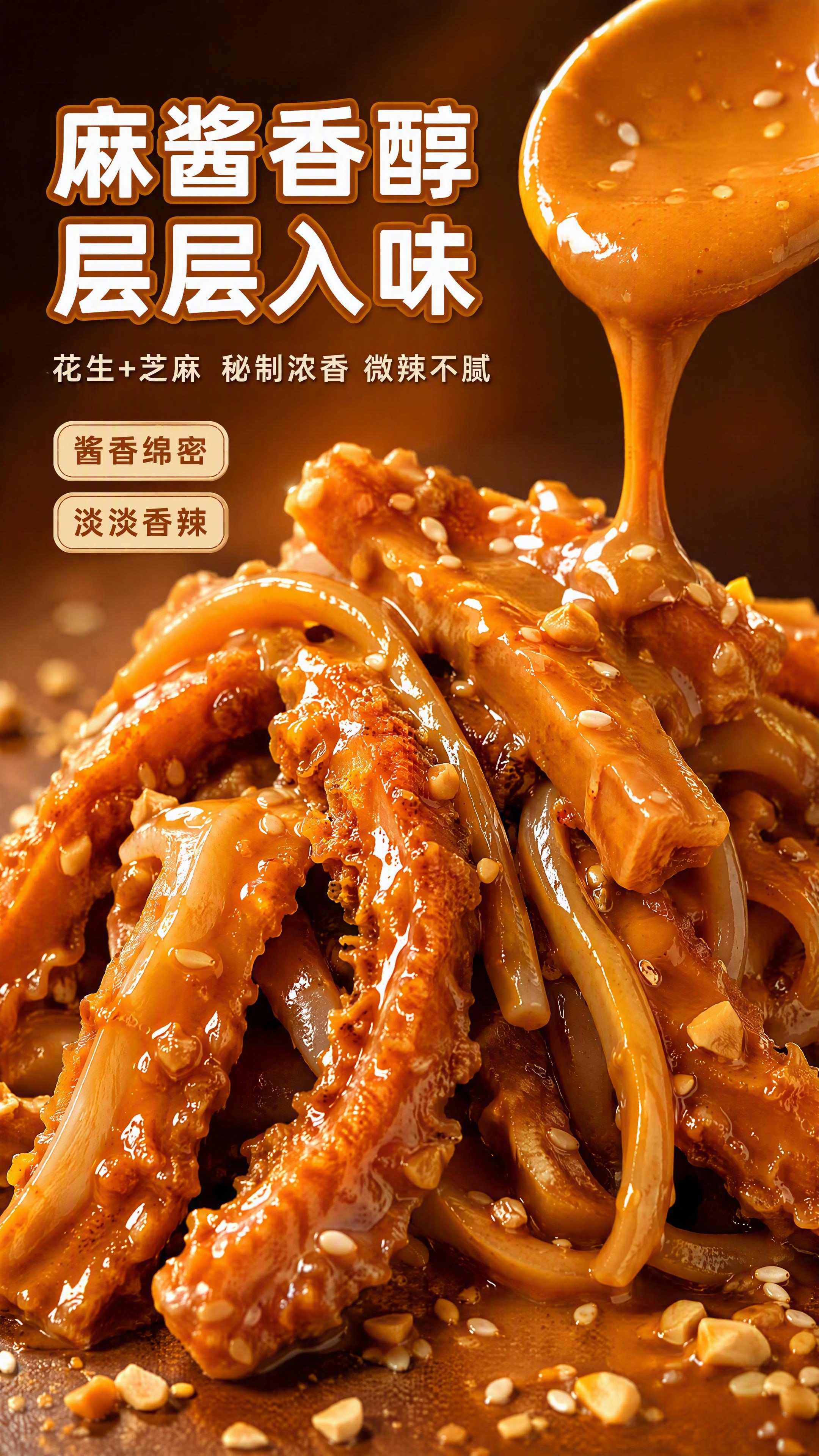 [第4张] 口感质地特写页-麻酱裹附弹脆细节微距。本张使用【图… - 图片创意预览