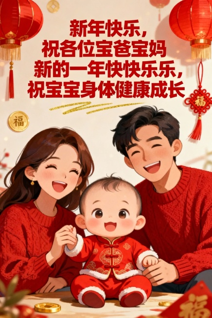 新年快乐，祝各位宝爸宝妈新的一年快快乐乐，祝宝宝身体健康成长预览效果