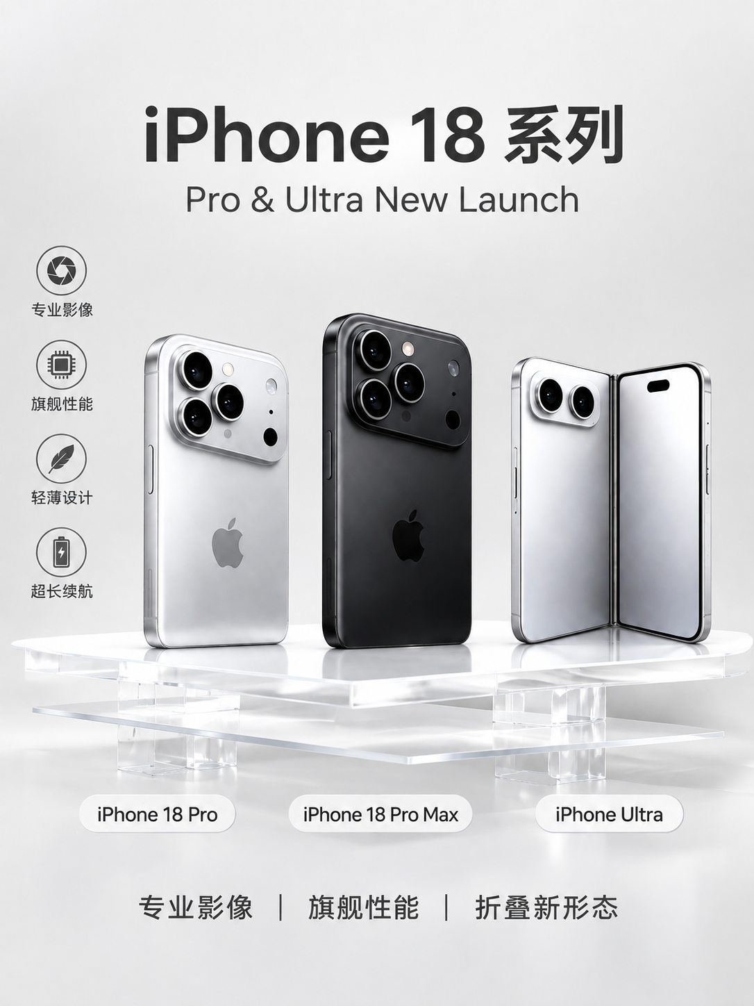 3:4竖版商业数码海报，极简科技发布会视觉，奶白浅灰哑光纯色背… - 图片创意预览