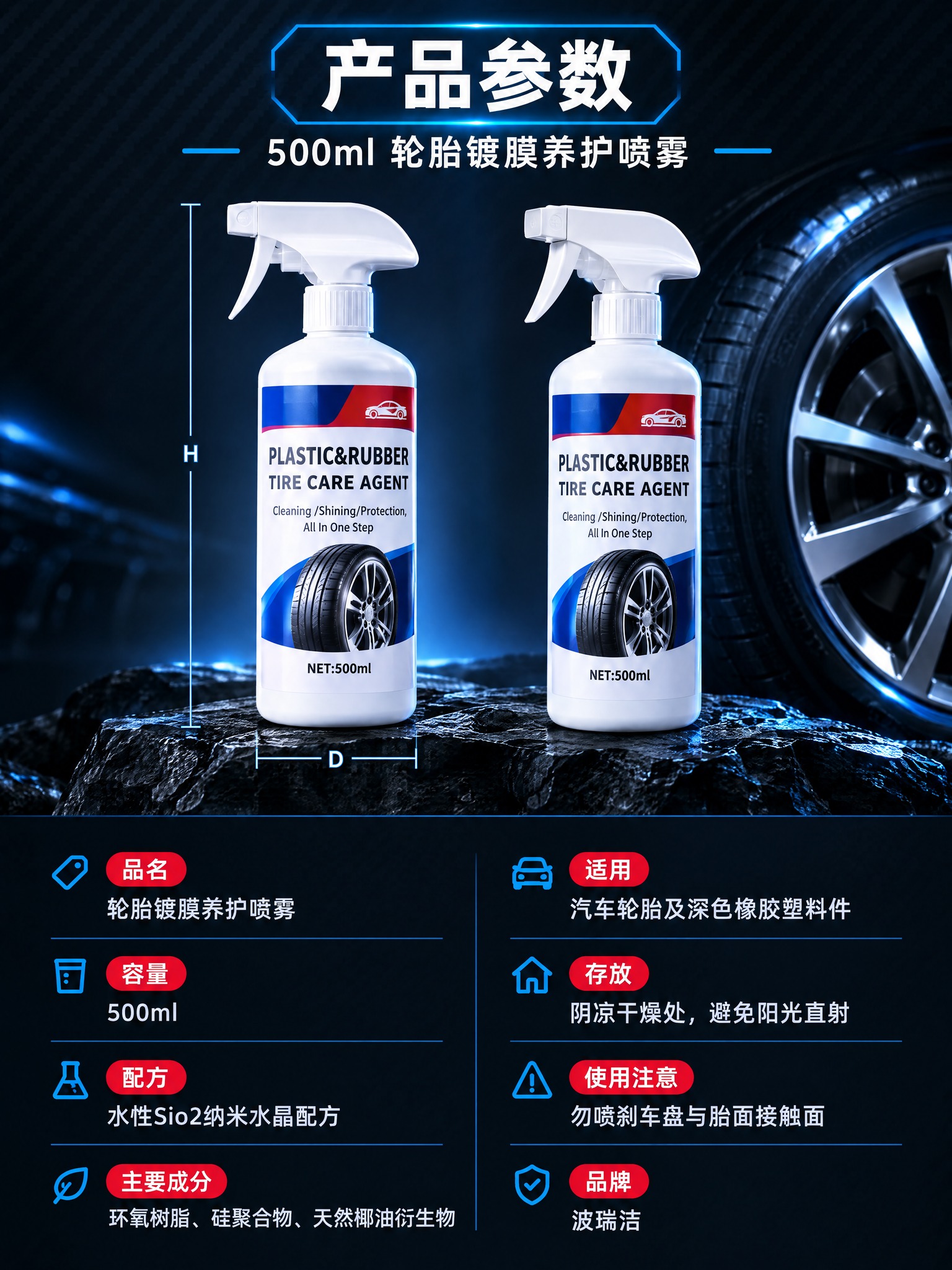 [商品] 使用【图1】白色500ml带喷头喷雾瓶，正面与微侧双… - 图片创意预览