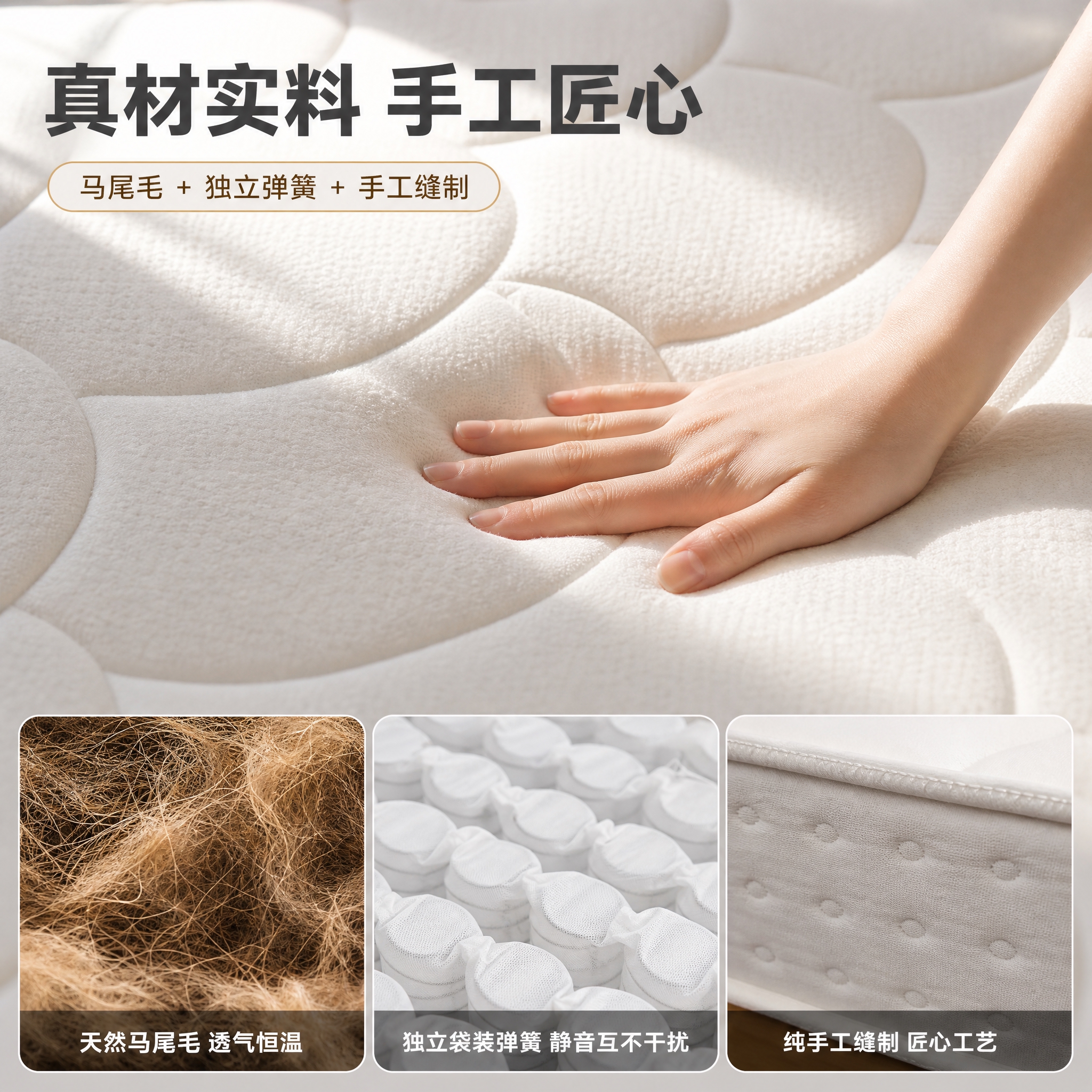 [主图-3] 材质与工艺细节信任图，放大展示床垫的高端材质与手… - 图片创意预览
