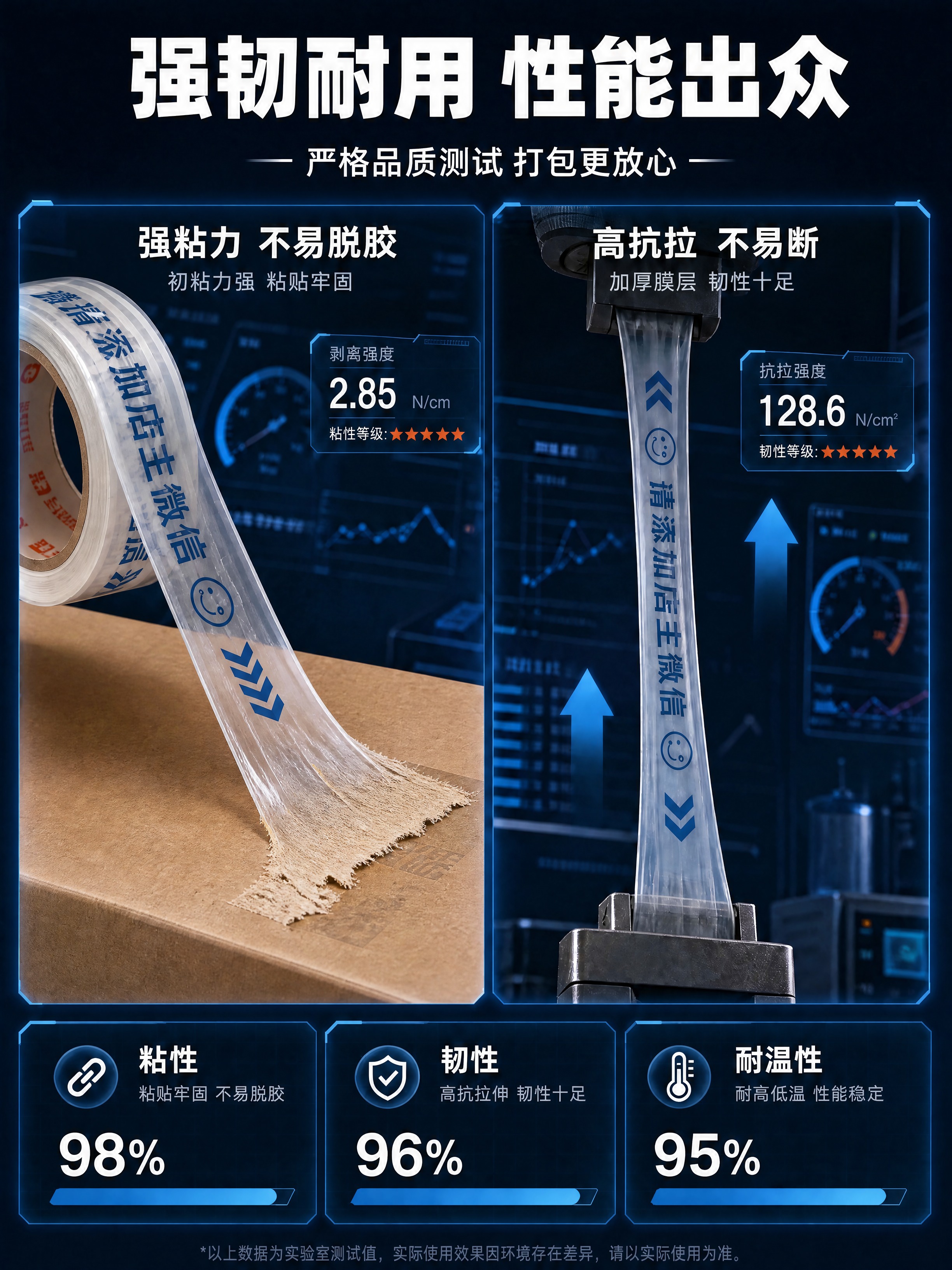 优化左侧强粘力测试区域：将胶带从纸箱上剥离的效果改为真实合理的… - 图片创意预览