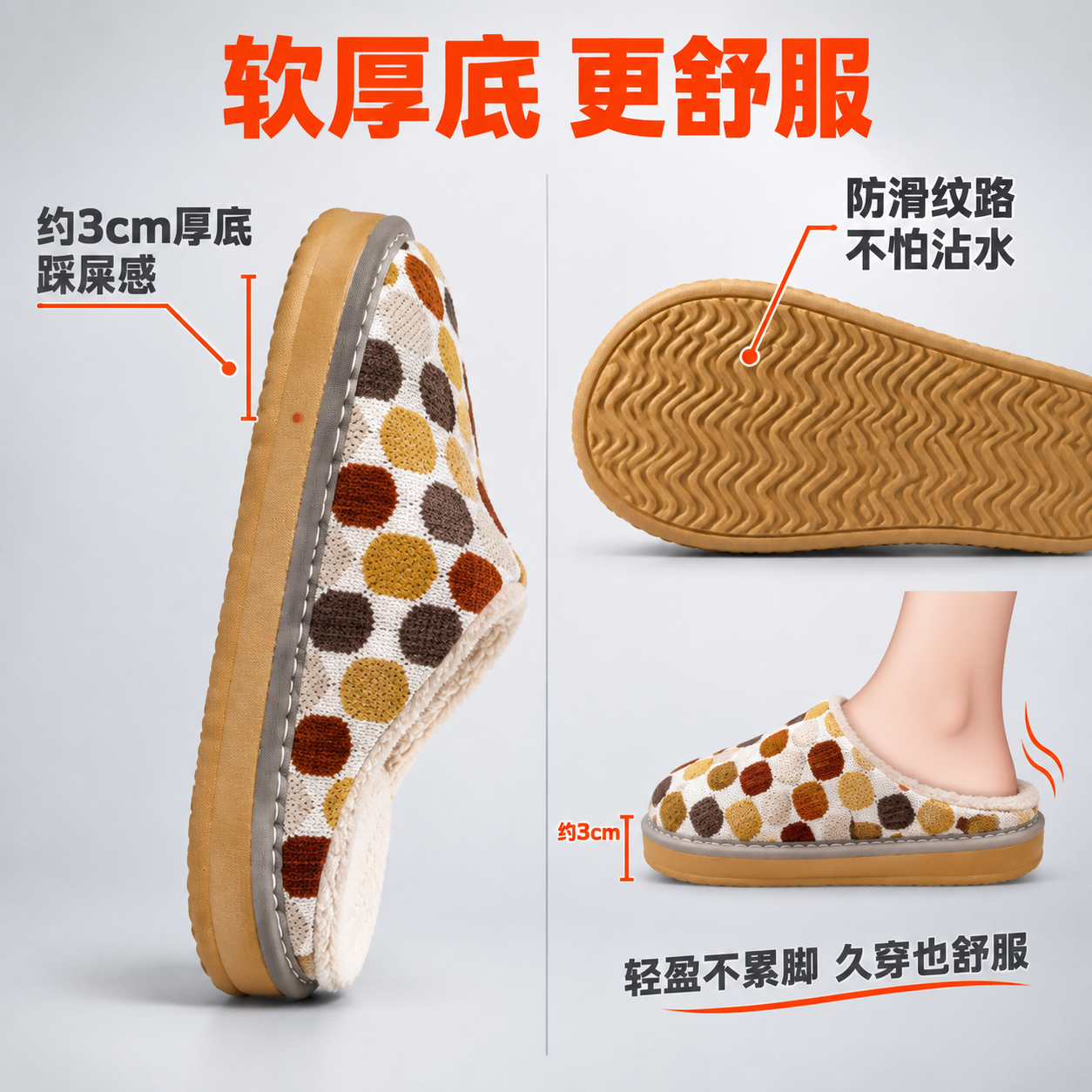 [主图-4] 鞋底细节与舒适度展示图，突出厚软鞋底、防滑纹路和… - 图片创意预览