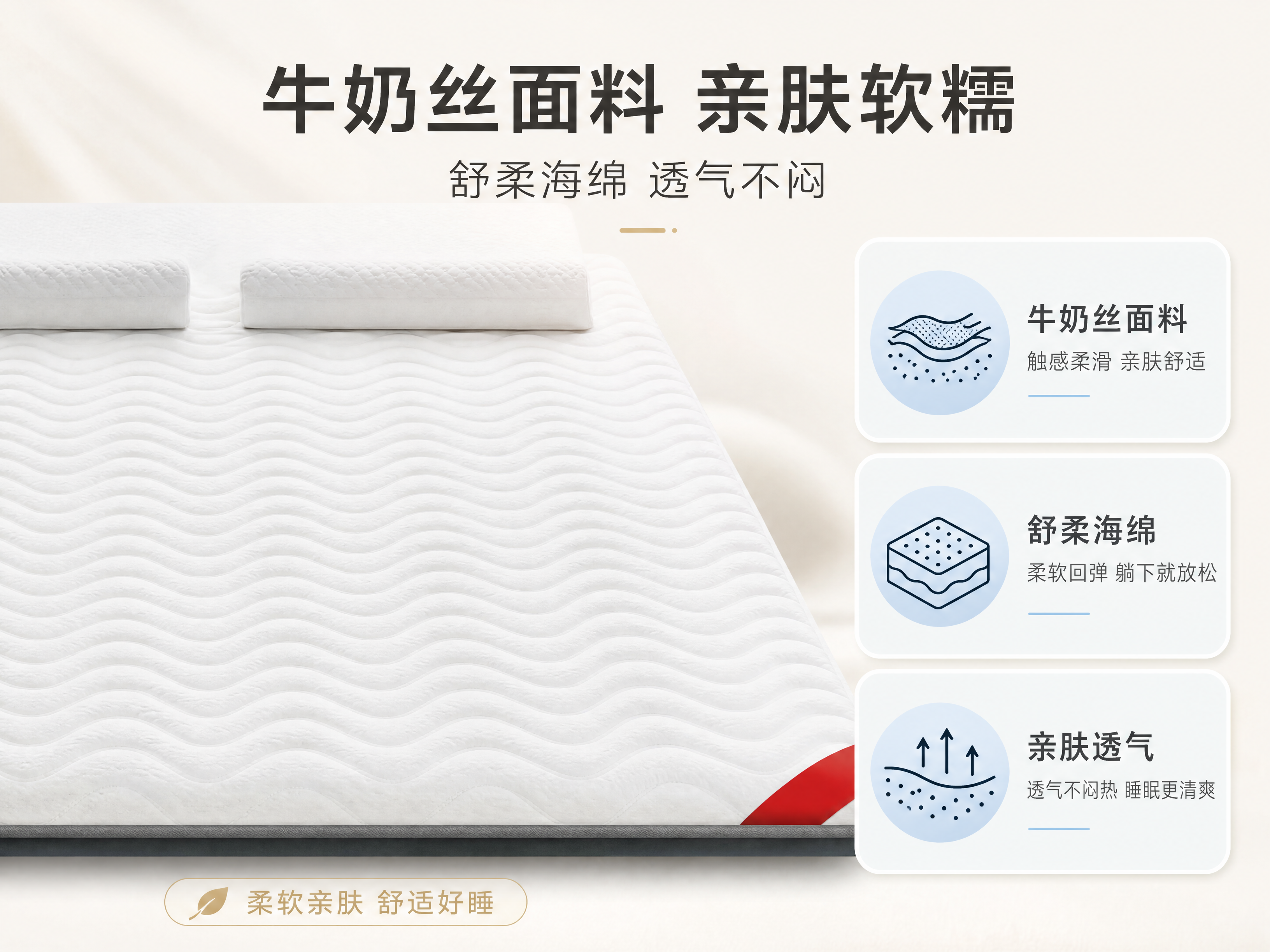 [第2张] 详情页面料材质页-顾家卧室床垫牛奶丝面料+舒柔海绵… - 图片创意预览