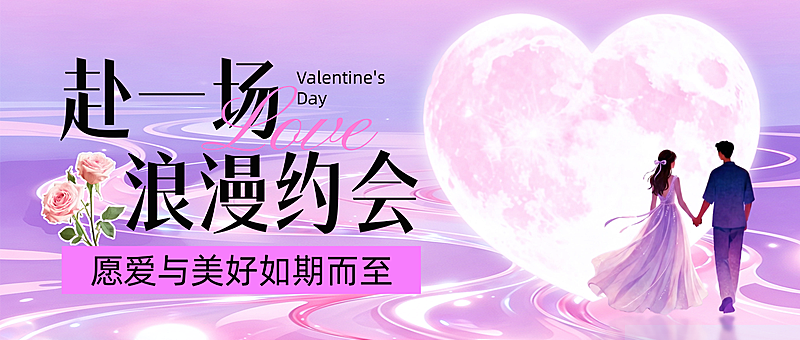情人节节日祝福通用浪漫感公众号首图