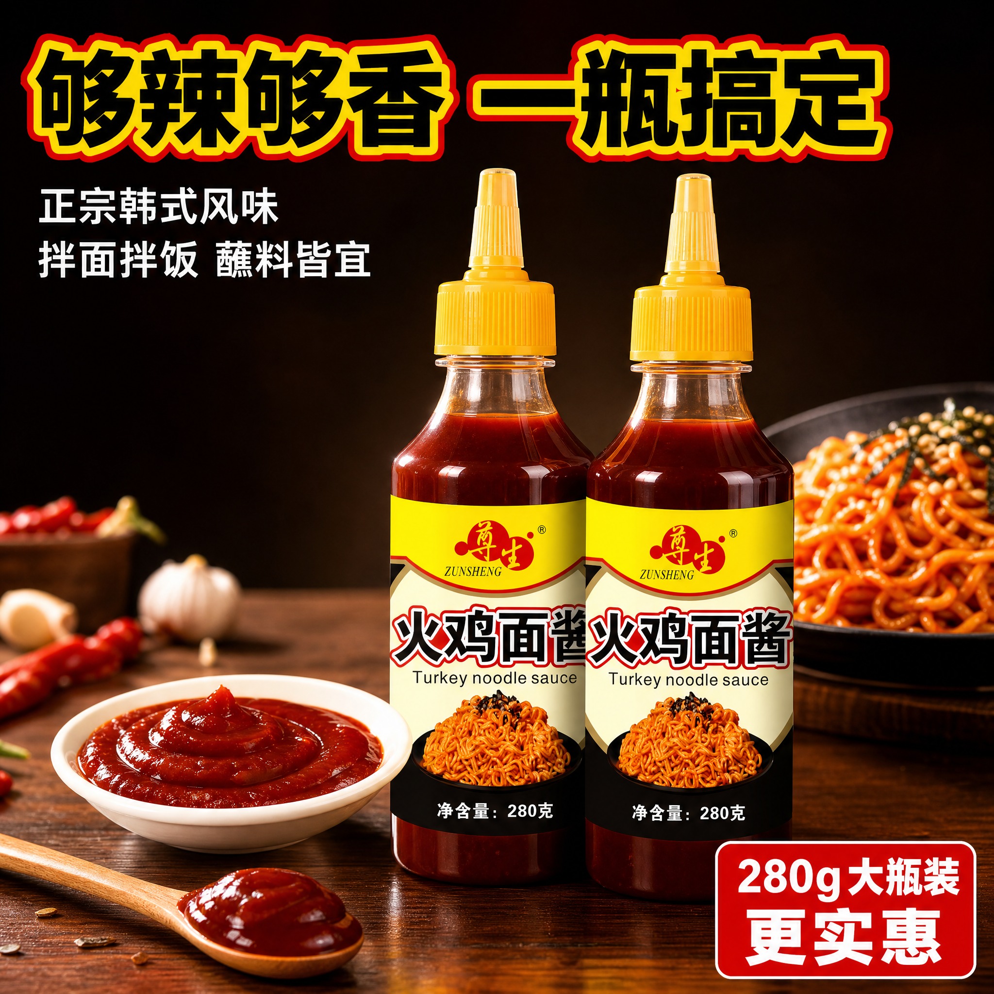 [主图-2] 尊生火鸡面酱 细节品质展示 酱料浓稠诱人。 [统… - 图片创意预览