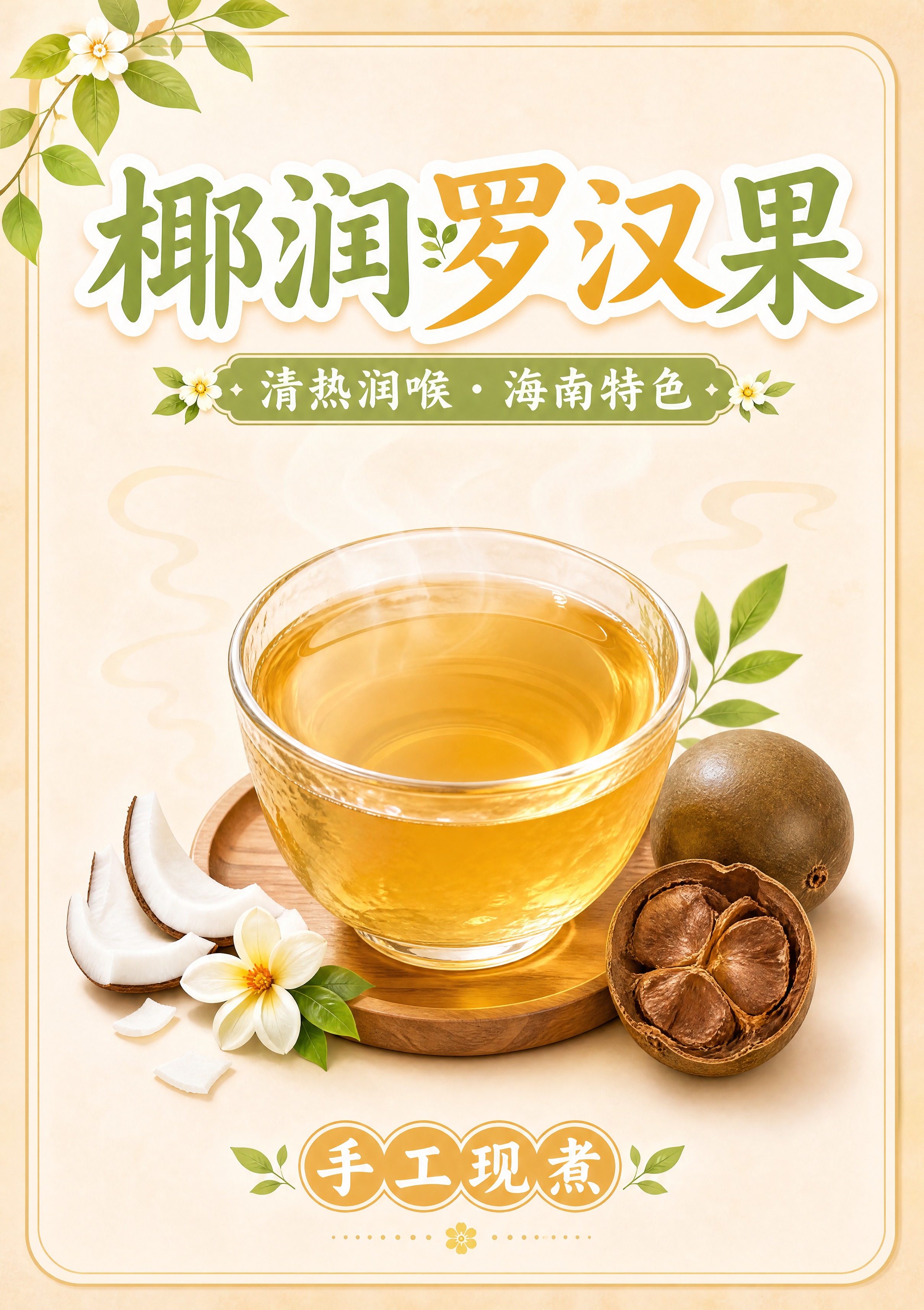 设计一张A5竖版茶品介绍立牌正面，风格与参考菜单一致：温馨暖色… - 图片创意预览