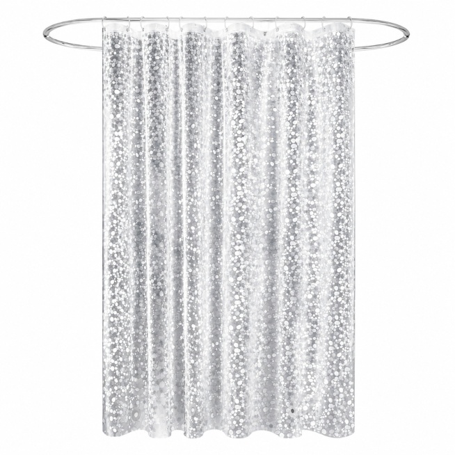 [主图-1] Pure white background Pebble pattern transparent PEVA shower curtain. Keep the product appear预览效果