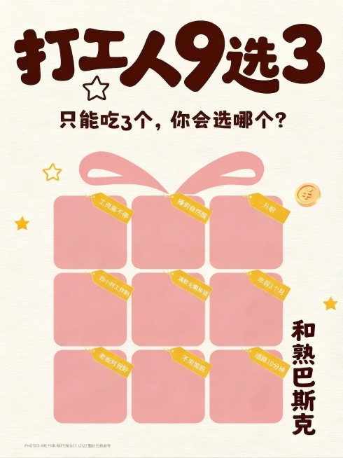 在上次修改的基础上，去掉粉色礼物丝带框里的所有九个甜品，保留粉色背景九宫格框架和黄色标签文字，将九个甜品移除后保留原有背景纹理，其他部分保持不变预览效果