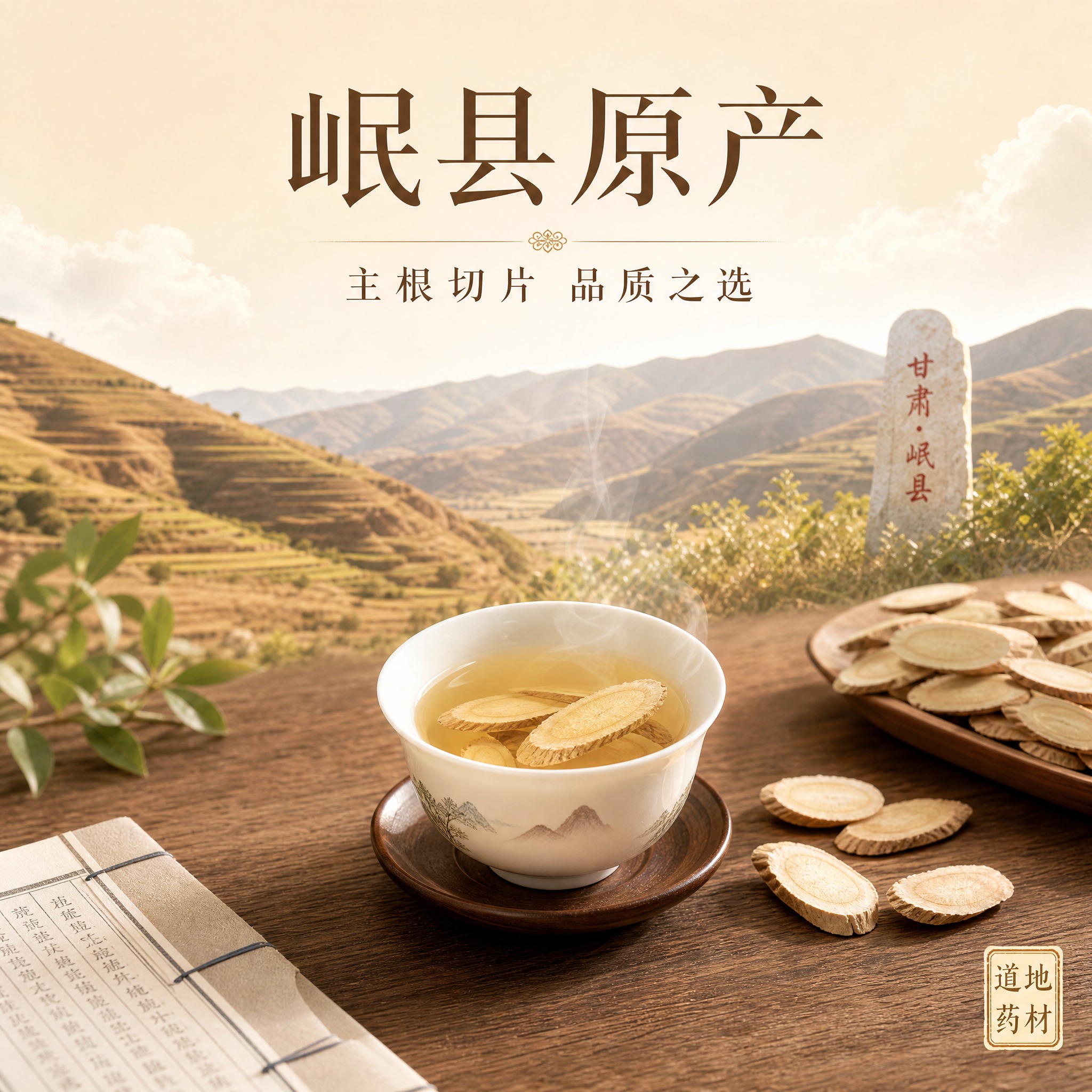 [主图-4] 黄芪片产地场景与食用场景结合图，突出甘肃岷县道地… - 图片创意预览