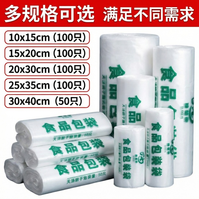 我的产品是食品包装袋，帮我做10张拼多多风格的主图预览效果