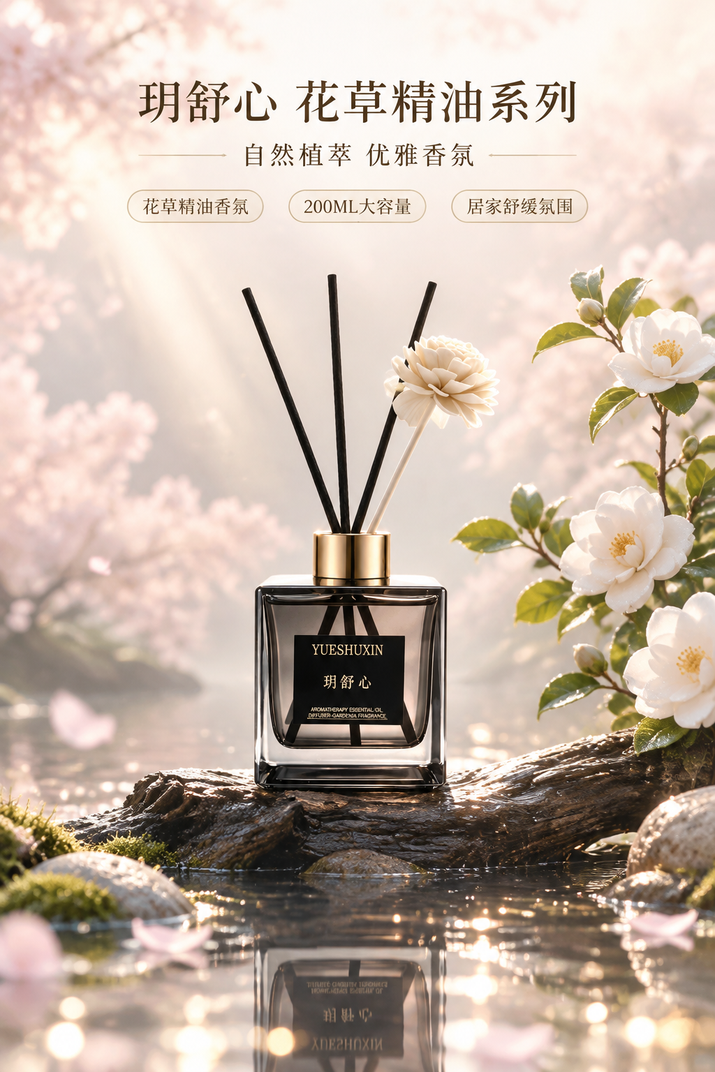电商海报，2:3竖版，写实商业摄影风格，高清优雅，自然植萃香氛… - 图片创意预览