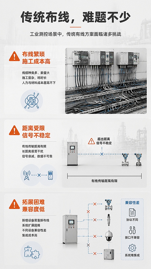 「图片1」，生成详情页，商品名称为Lora无线远程采集控制IO，适配淘宝/天猫平台，单图比例为9:16，需求屏数为8张。本产品是一套基于LoRa无线通信的远程IO控制系统，采用主机-从机架构，实现RS485有线网络与LoRa无线网络的桥接。系统支持Modbus RTU协议，可实现远程数字量输入检测、数字量输出控制及继电器控制功能，广泛适用于工业远程测控、设备无线管控、现场IO拓展等场景。
核心特点：
•	无线通信距离远：搭载高性能LoRa射频技术，抗干扰能力强，支持远距离稳定传输
•	适配性广：支持4入4出、10入10出、(4、8、12、16、20、24、28、32)路继电器多种从机类型，满足不同场景IO拓展需求
•	标准化协议：兼容标准Modbus RTU协议，适配绝大多数PLC、工控主机，集成难度低1.上行（从机→主机）：从机采集现场输入状态 → LoRa无线发送 → 主机接收数据 → RS485总线转发 → 上位机/PLC读取
2. 下行（上位机→从机）：上位机/PLC下发控制指令 → RS485总线传输 → 主机接收指令 → LoRa无线转发 → 从机执行IO控制、继电器动作
生成工业风
