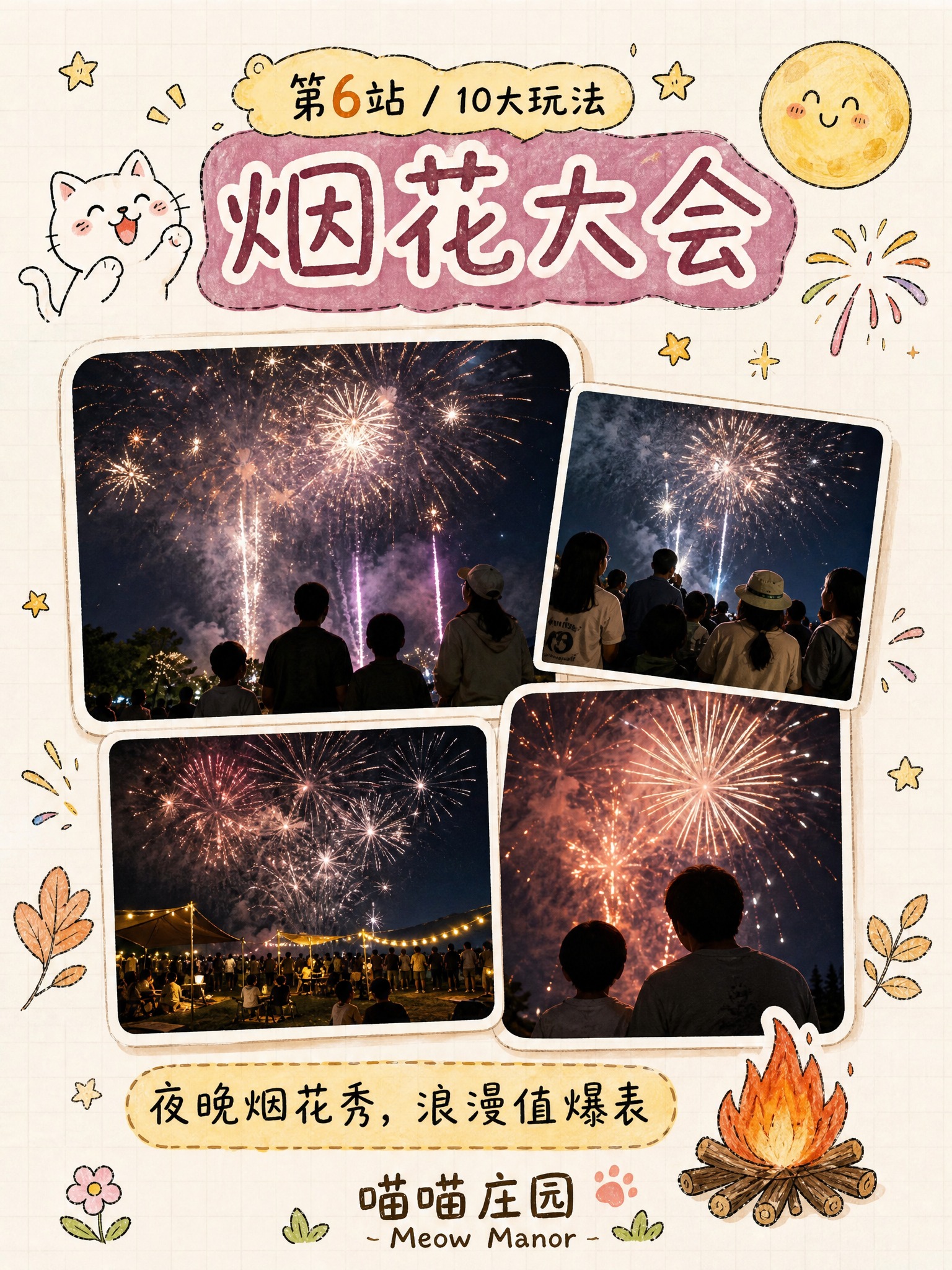 小红书内页图，手账手绘线稿+彩铅风格，米白色网格纸背景，延续喵… - 图片创意预览