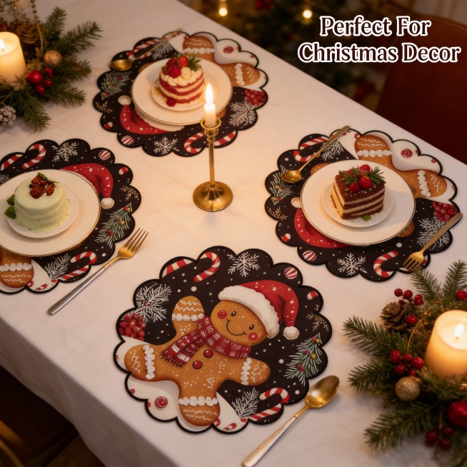 [主图-7] christmas holiday atmosphere scene display of gingerbread man placemats. [atmosphere style] f预览效果