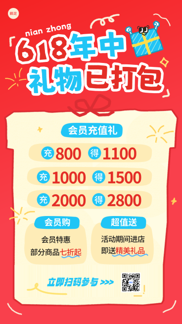 618商超百货营销年中促销活动竖版海报预览效果