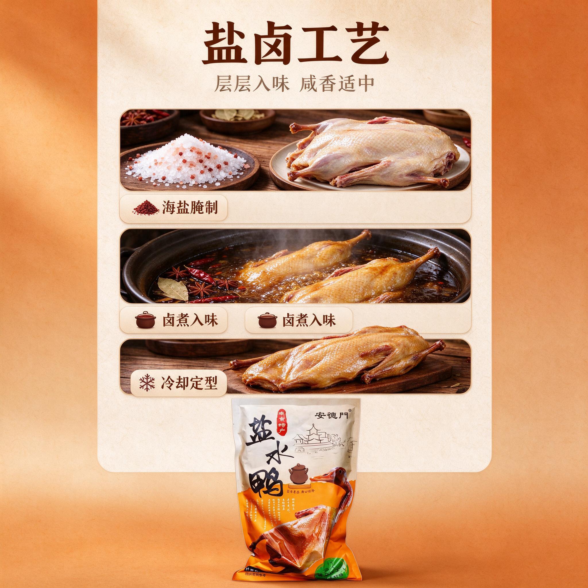 [商品] 使用【图1】安德门盐水鸭包装袋缩小置于画面底部中央作… - 图片创意预览