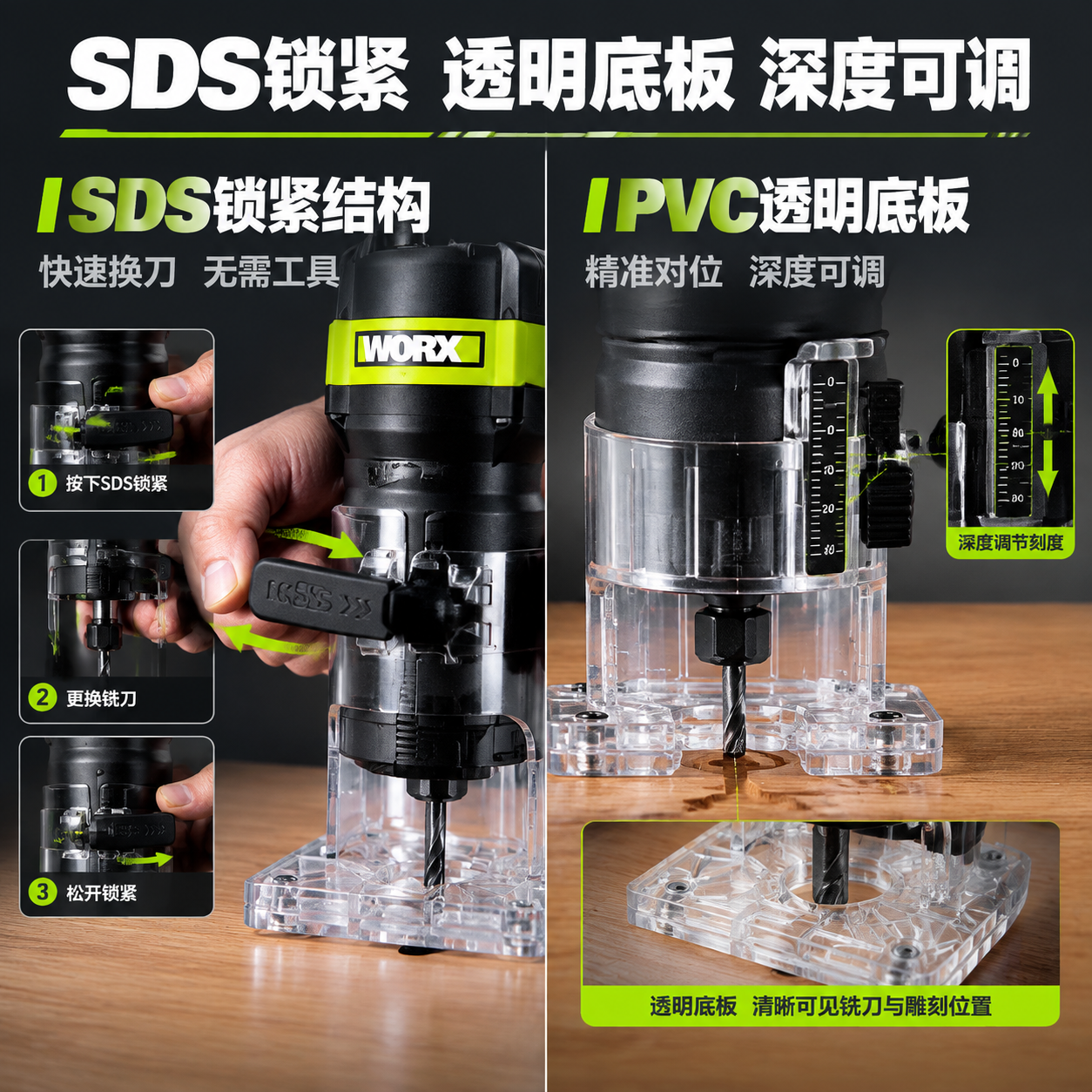 [主图-3] SDS锁紧+透明底板+深度调节图，主题：SDS锁… - 图片创意预览