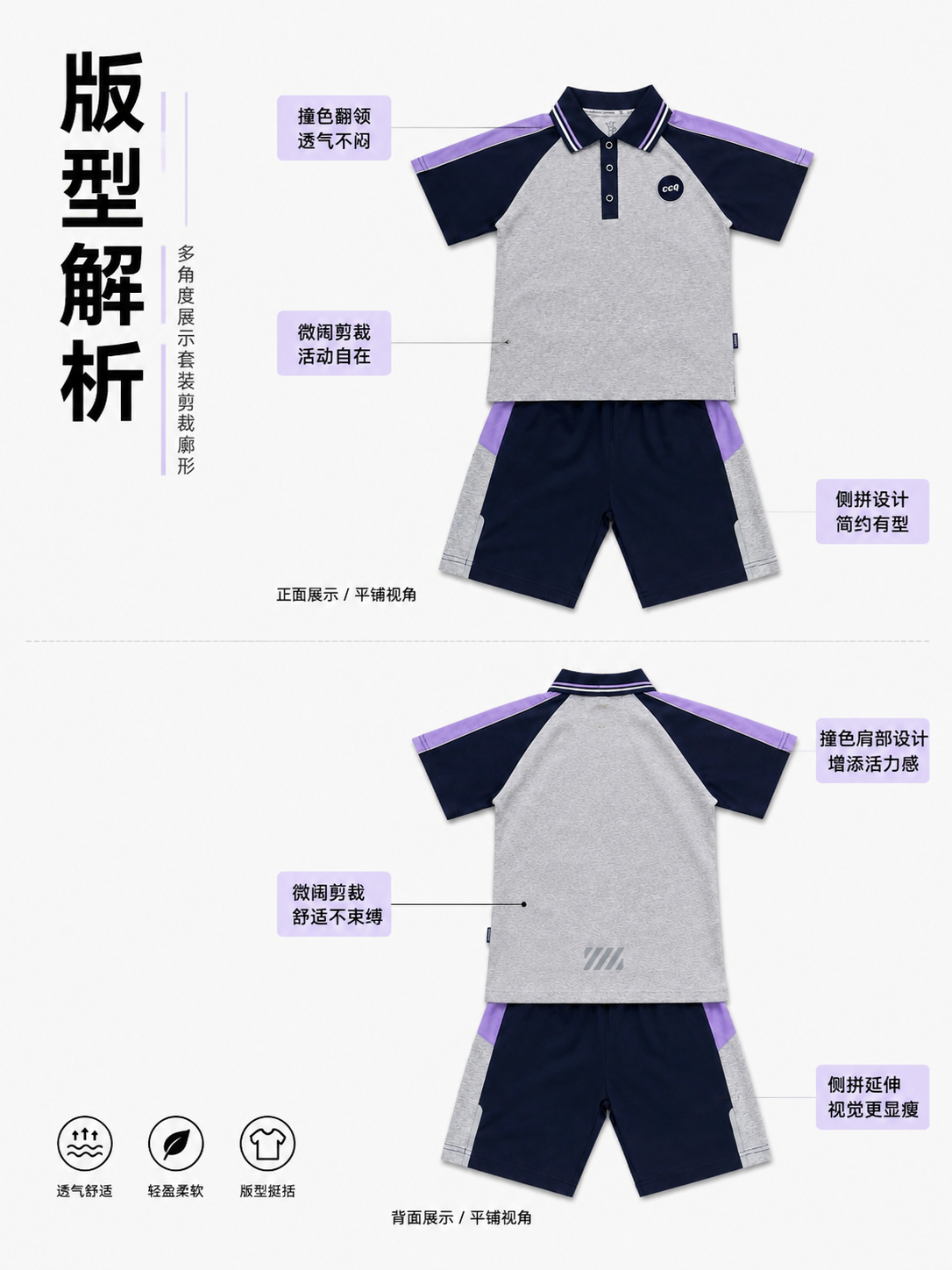 [第3屏] 版型解析页-多角度展示套装剪裁廓形。本屏使用【图1… - 图片创意预览