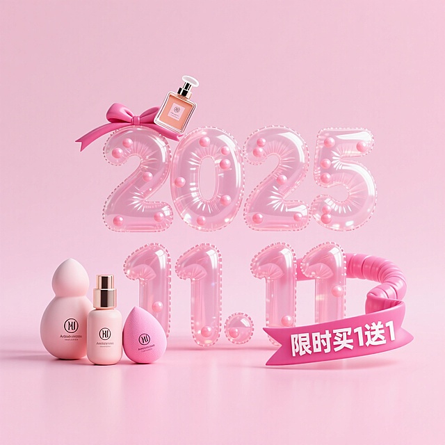 双 11 美妆限时买赠时尚充气画面