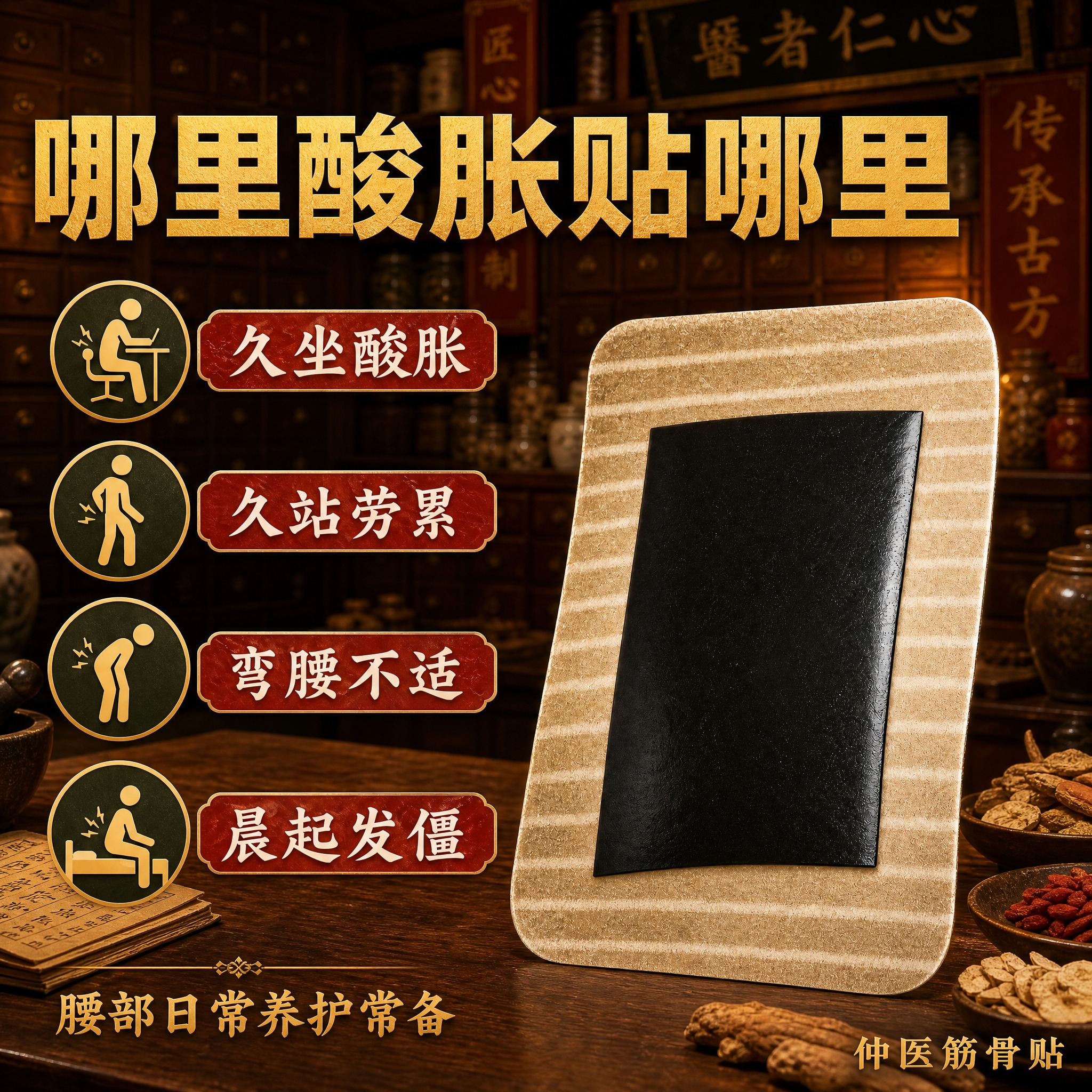 [主图-2] 核心痛点卖点图，以中药铺场景为背景，左侧痛点信息… - 图片创意预览