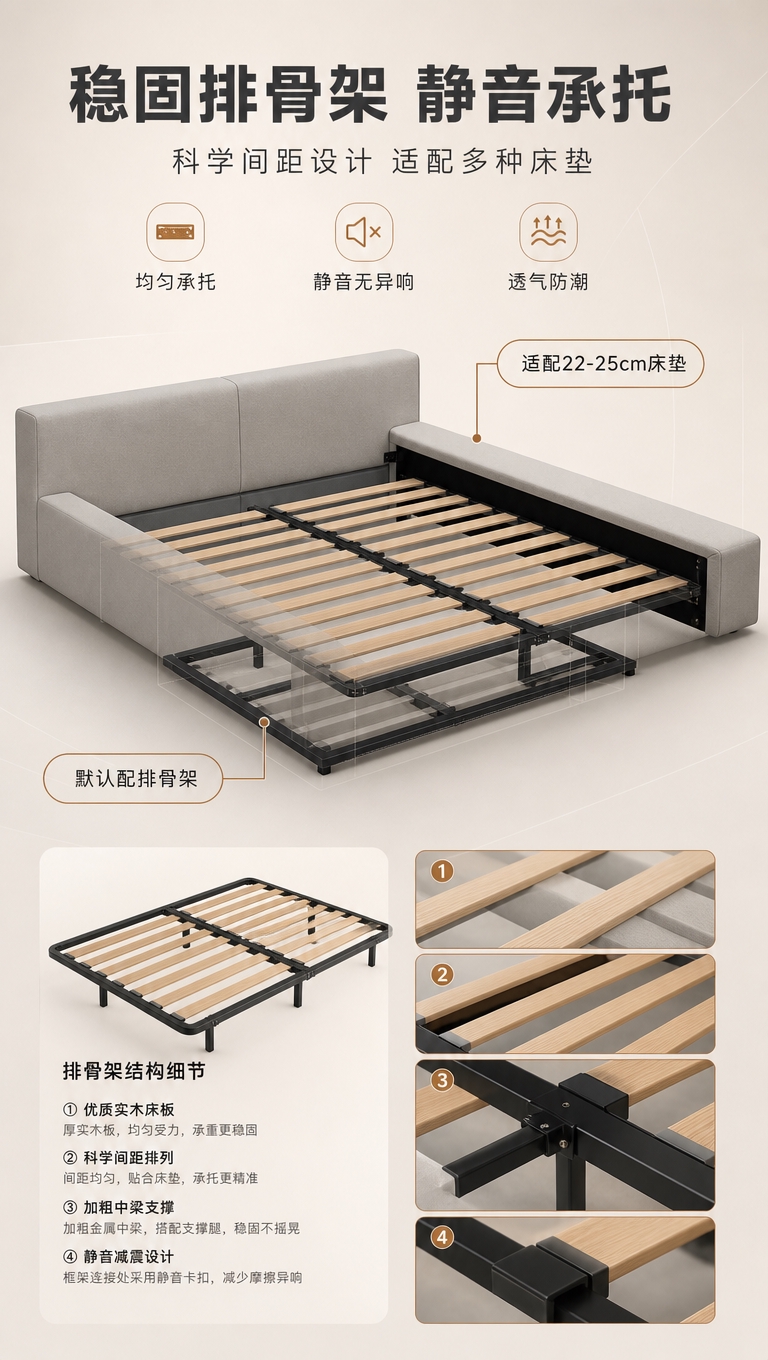 [商品] 使用【图1】意式简约布艺软包床；保留排骨架床底结构、… - 图片创意预览