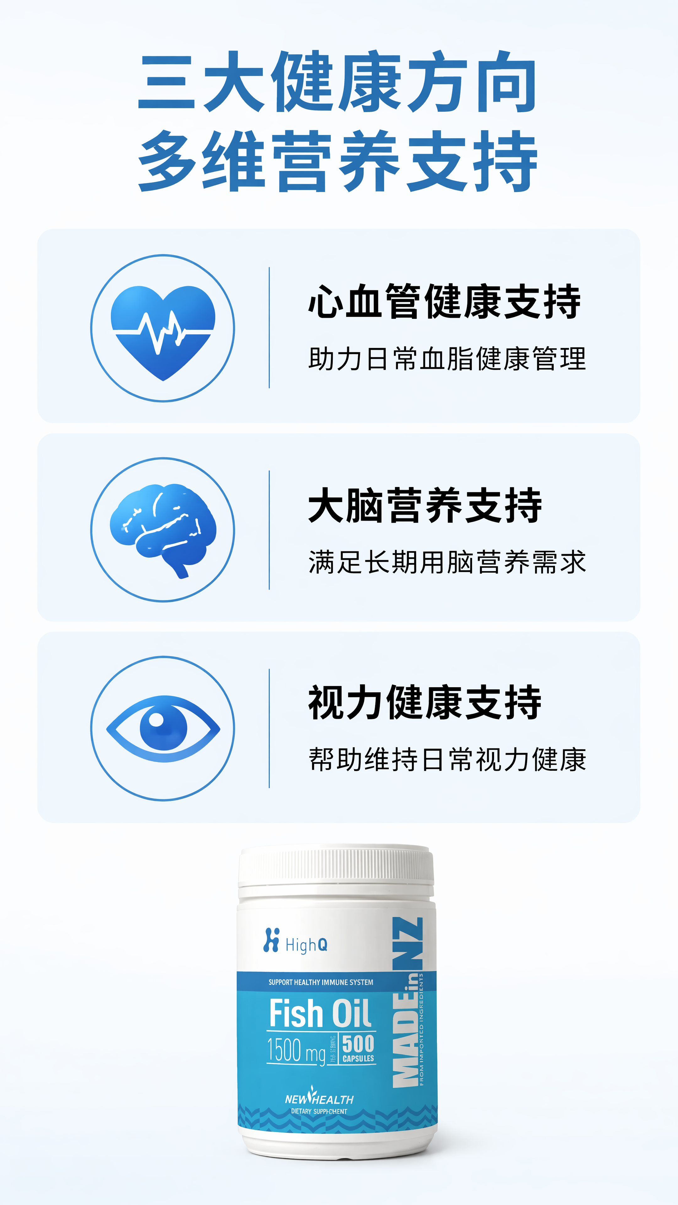「图片1」，生成一套详情页，商品名称为HighQ深海黄金比鱼油… - 图片创意预览