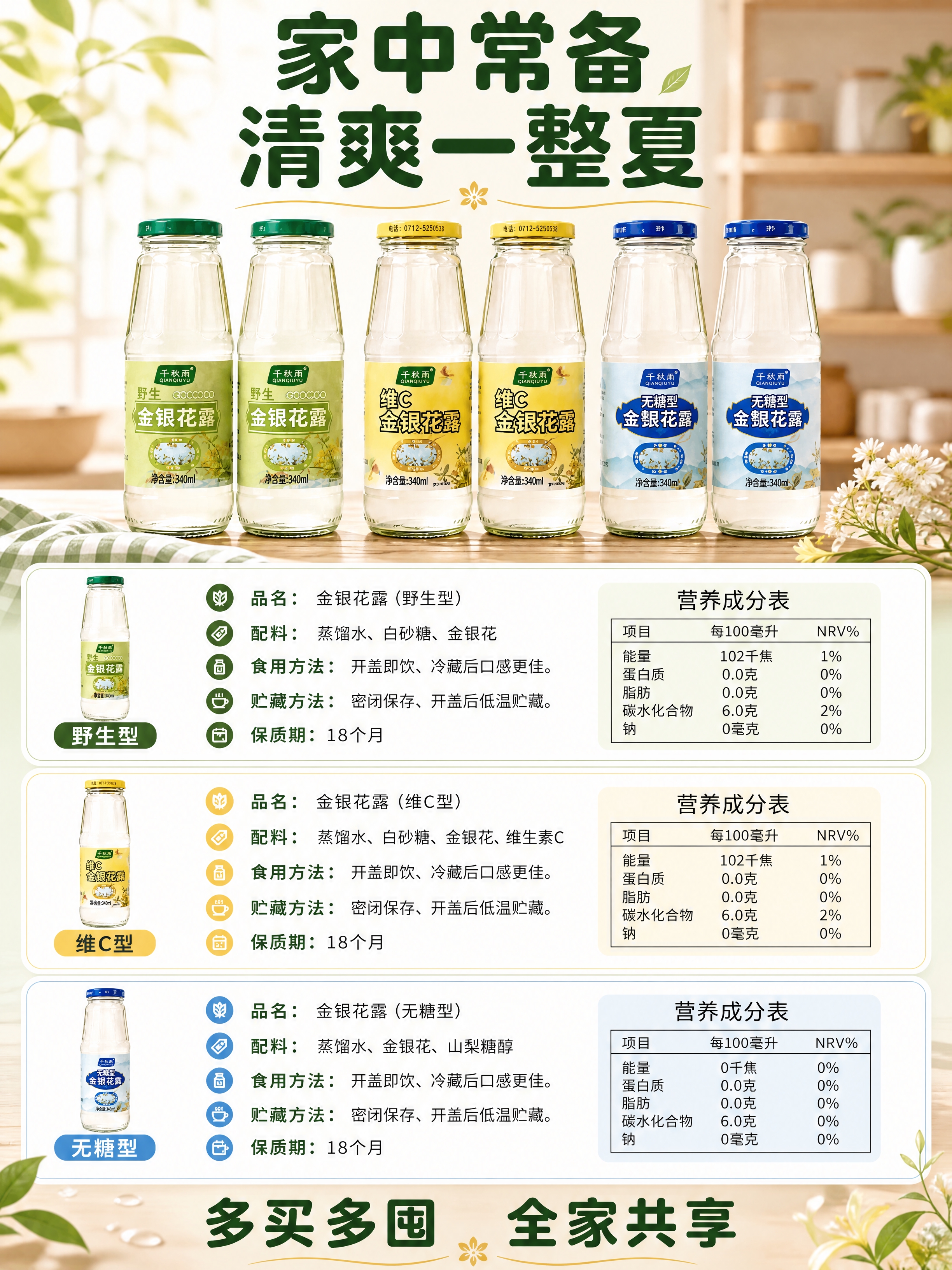 [商品] 使用【图5】三款金银花露全家福与规格信息图；保留六瓶… - 图片创意预览