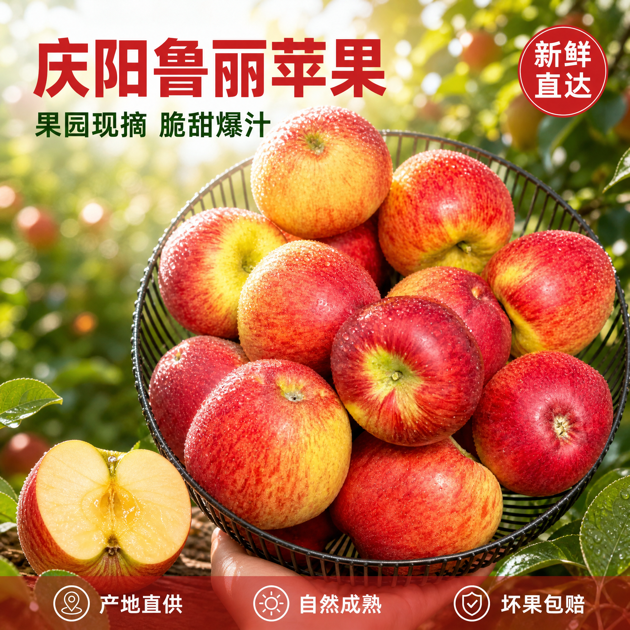 [主图-1] 庆阳鲁丽苹果首图 果园现摘爆汁诱惑 [氛围风格]… - 图片创意预览