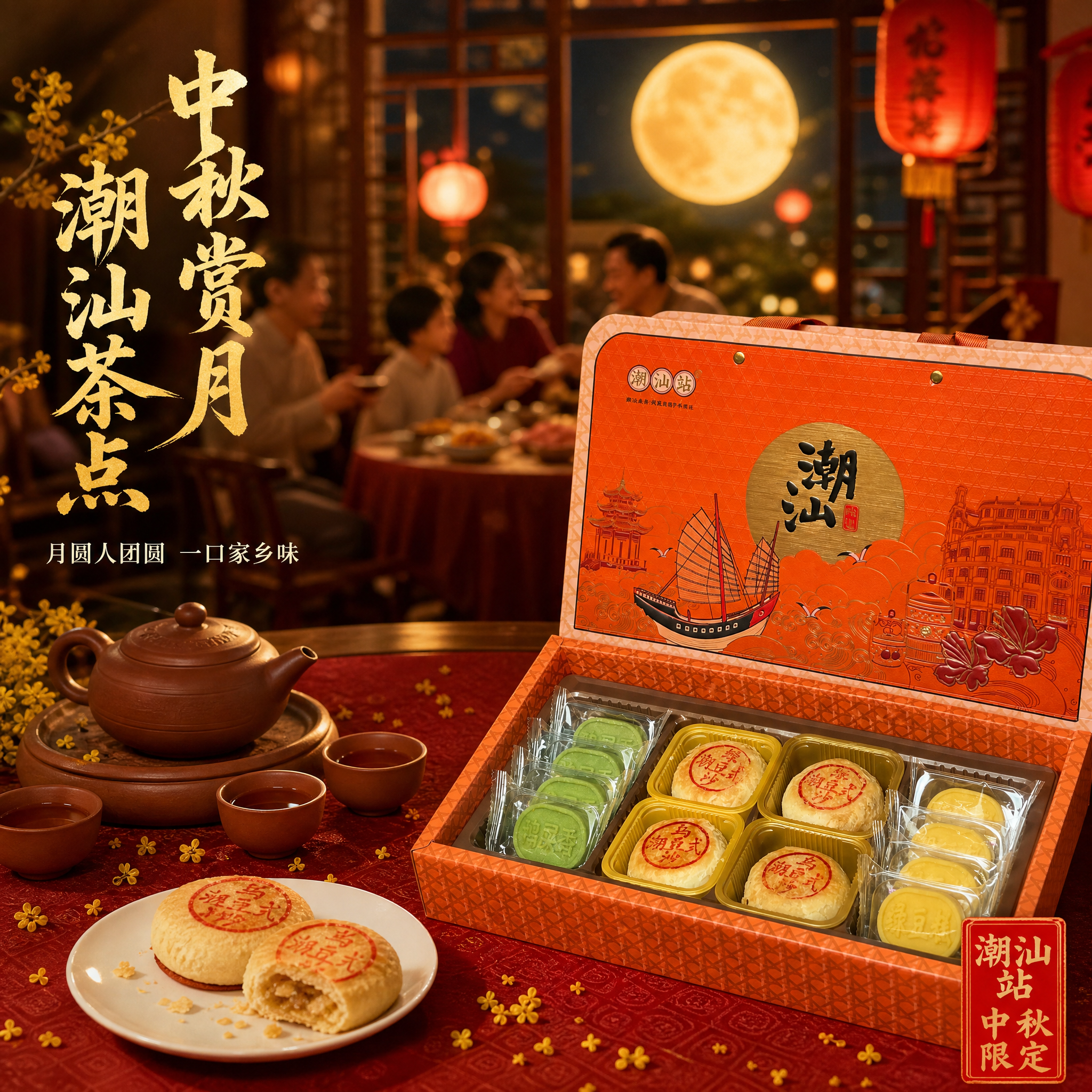[主图-4] 中秋茶点食用场景图，生活方式代入感。 [氛围风格… - 图片创意预览