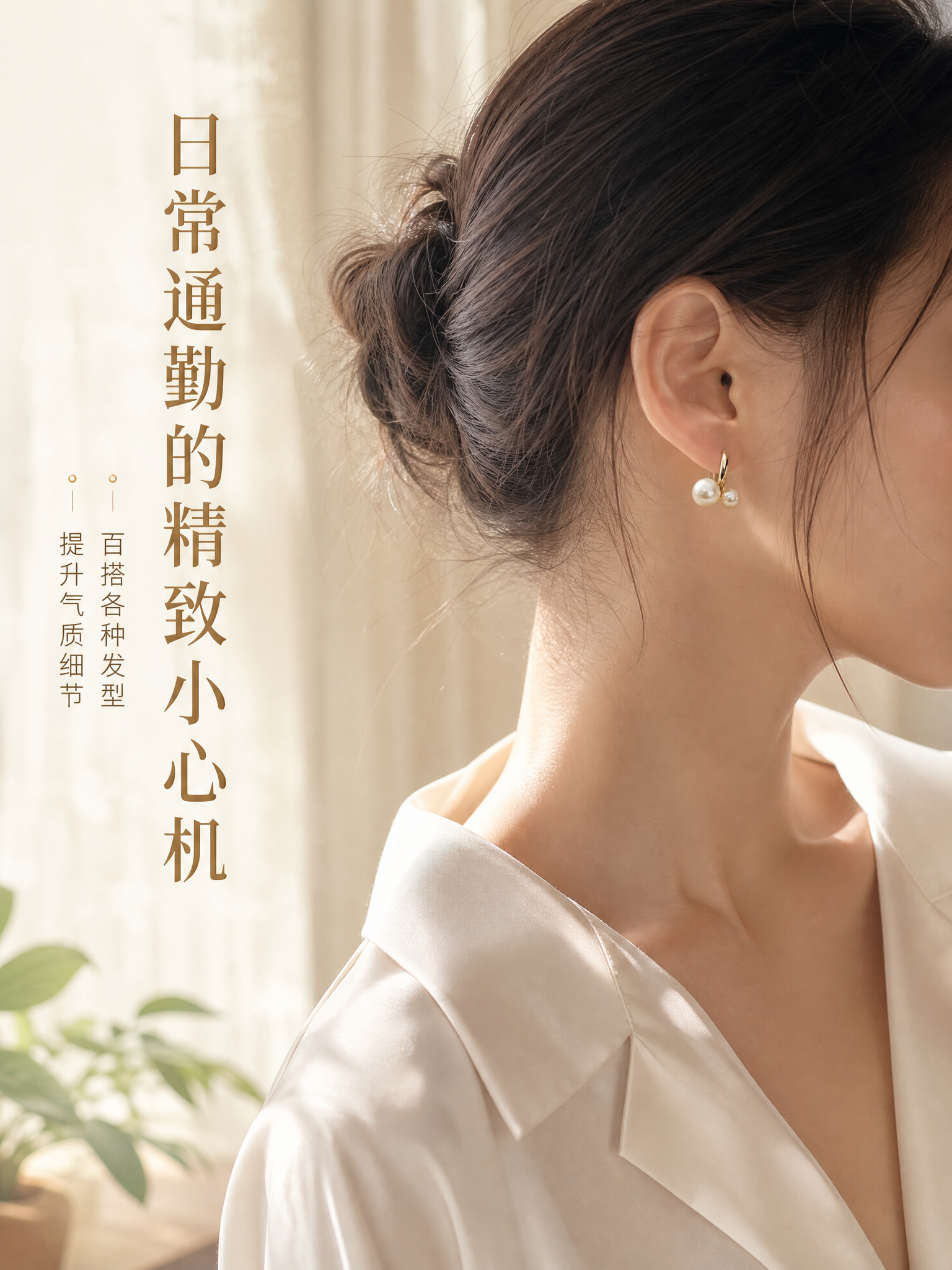 [商品] 使用【图1】【图2】双珠珍珠耳环（金色耳扣款）；保留… - 图片创意预览