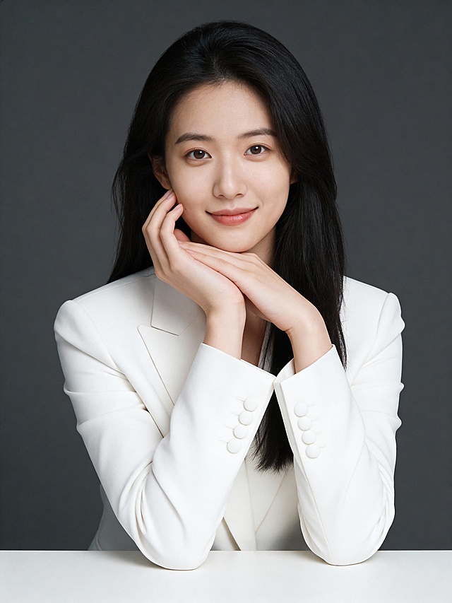 优雅白色西装桌面女士形象照