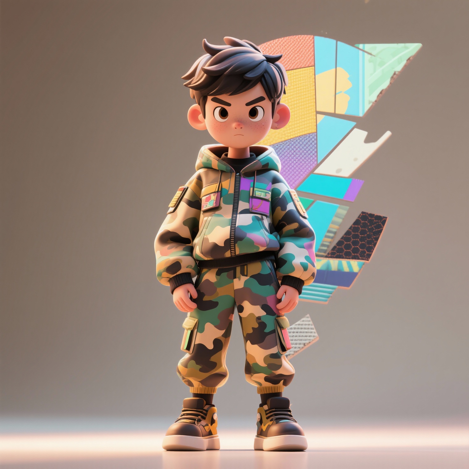 3D迷彩服少年 - 图片创意预览